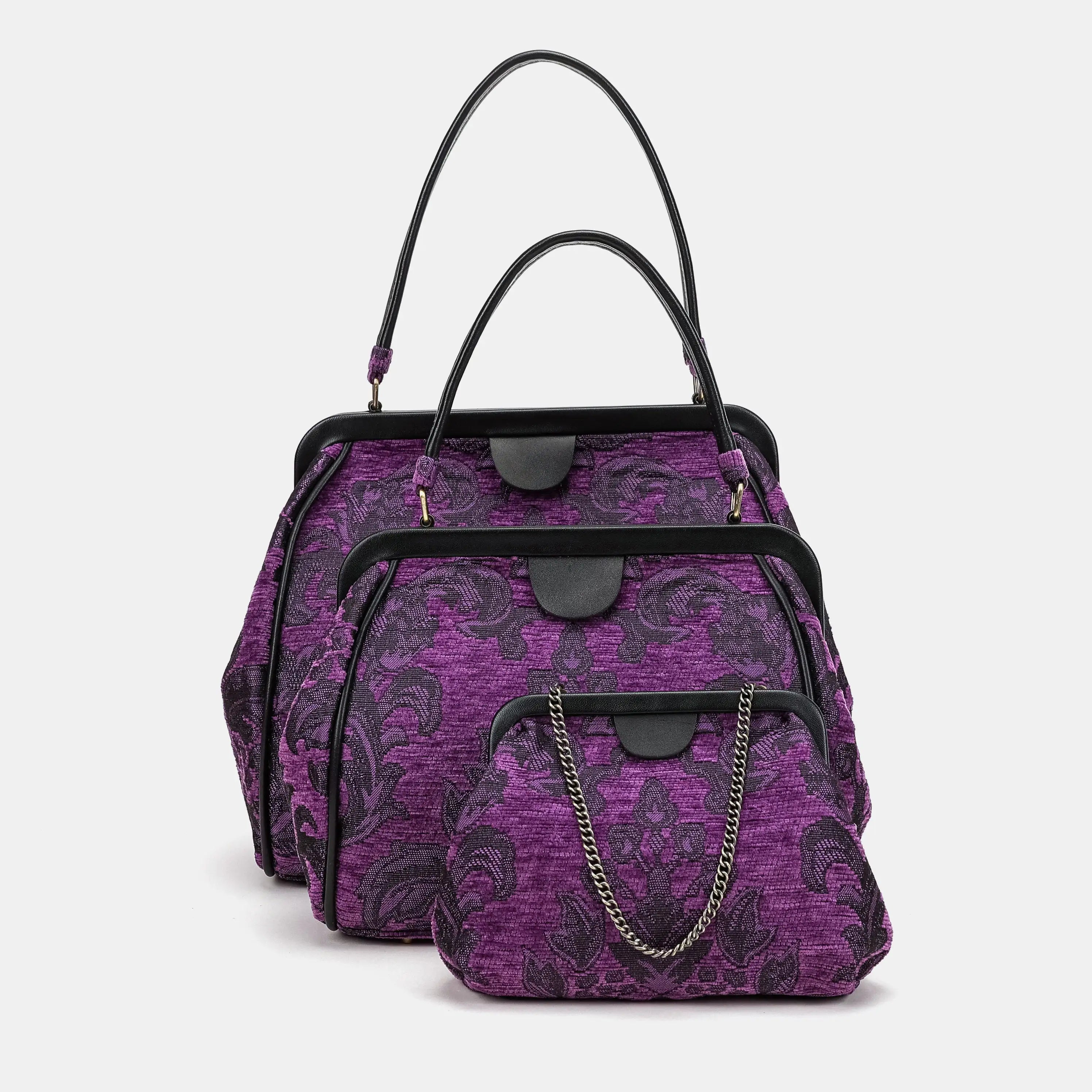 Victorian Blossom Purple Alma Satchel Carpetbag of America series