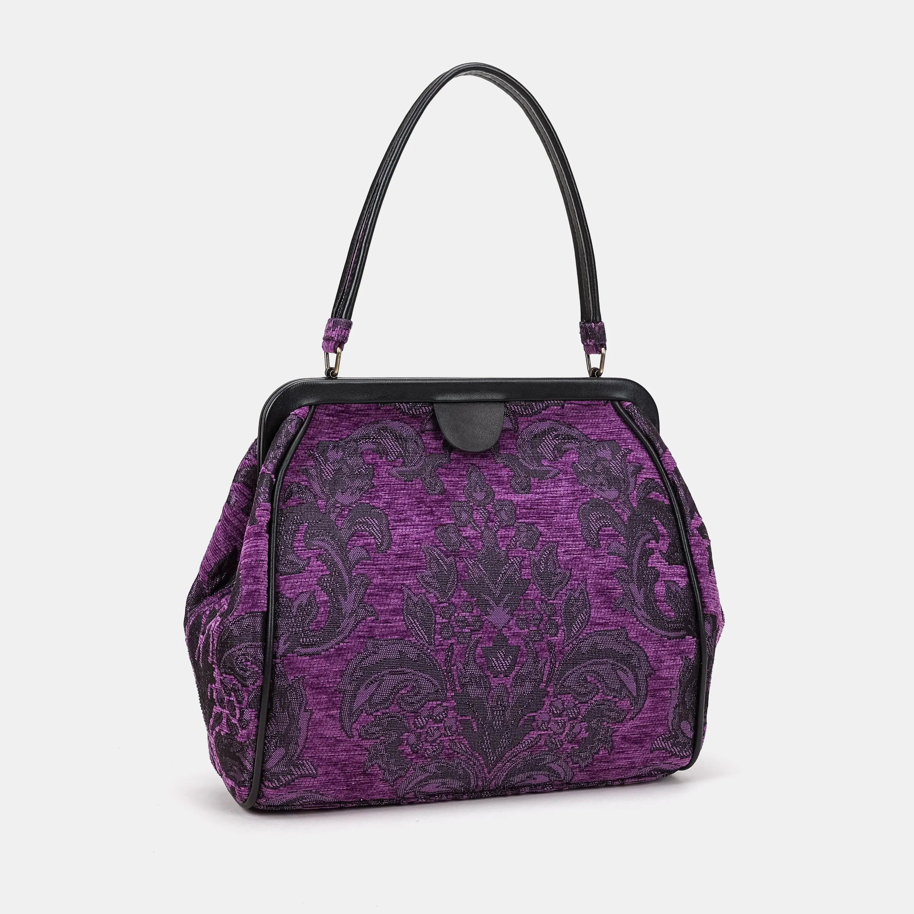 Victorian Blossom Purple Alma Shoulder Bag Carpetbag of America front