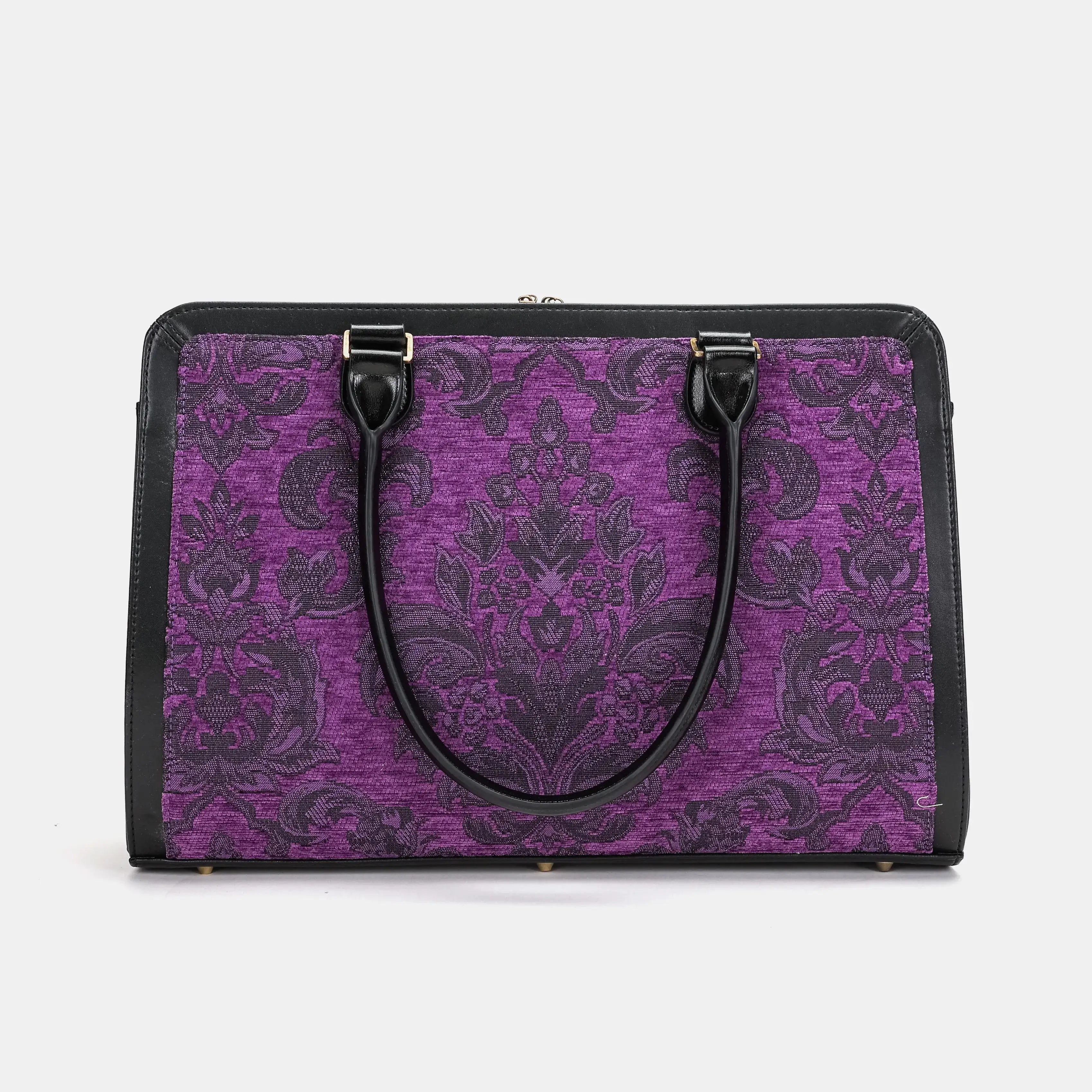 Victorian Blossom Purple Business Tote of America handle down