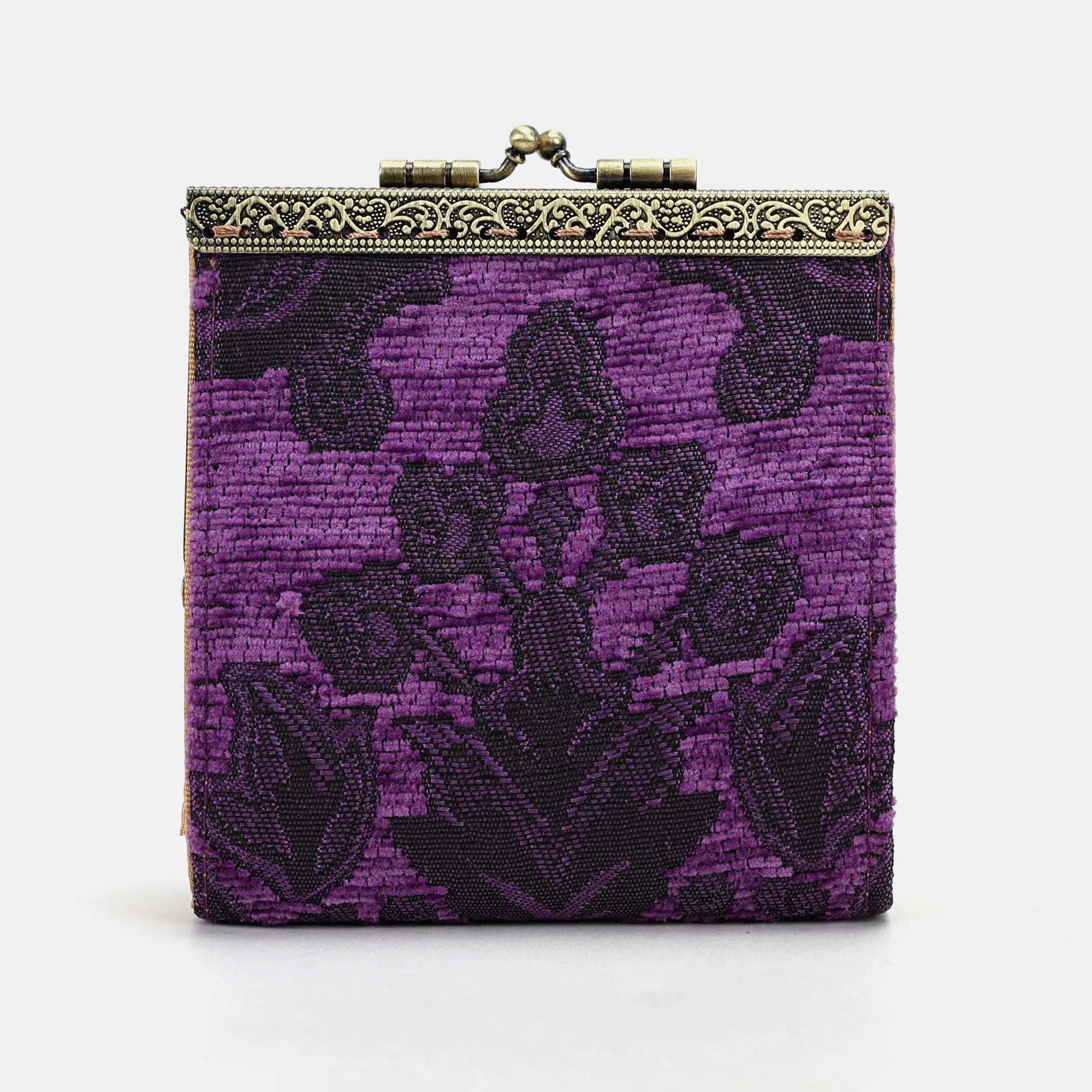 Victorian Blossom Purple Card Wallet Carpetbag of America 17 slots front