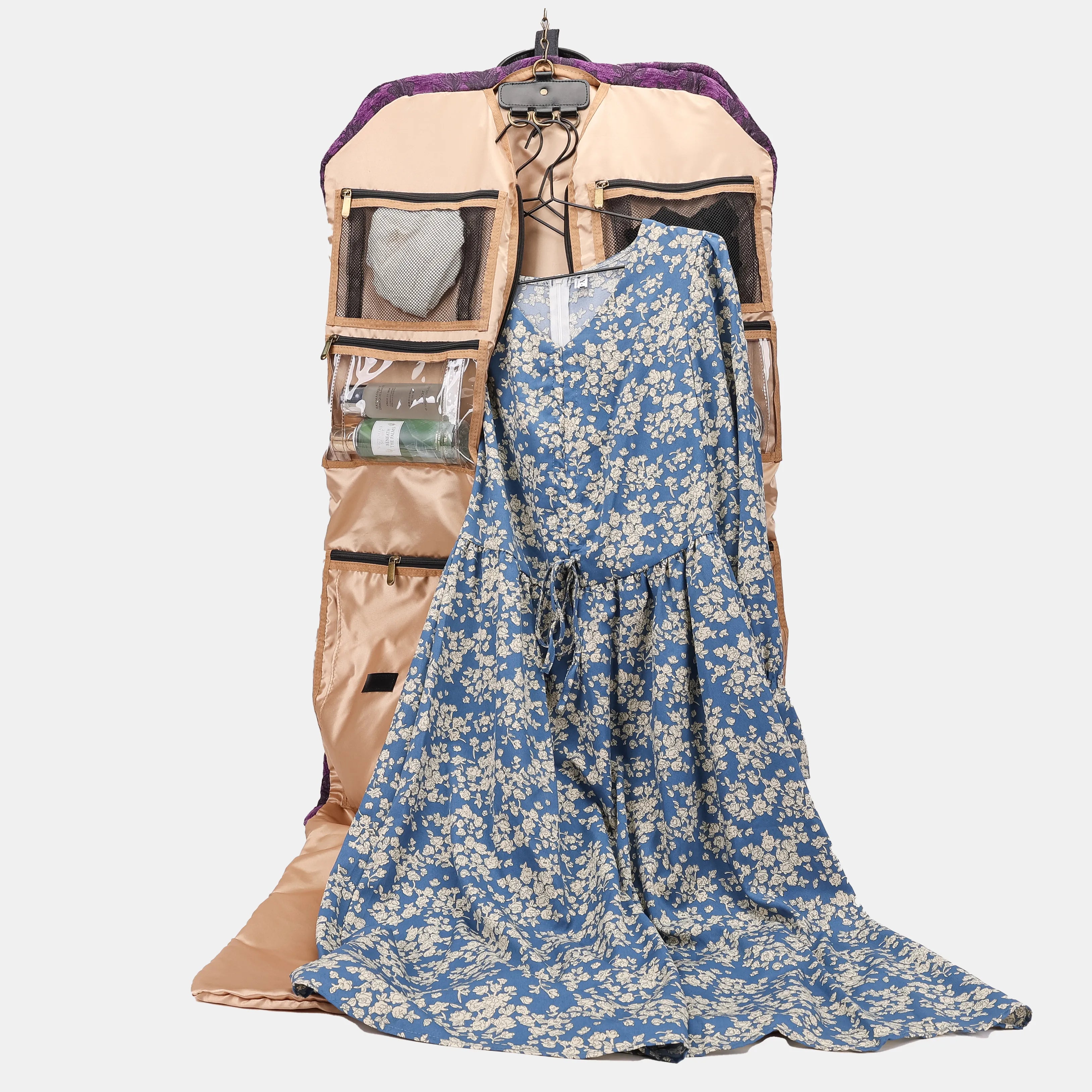Victorian Blossom Purple Carpet Garment Bag Carpetbag of America in use