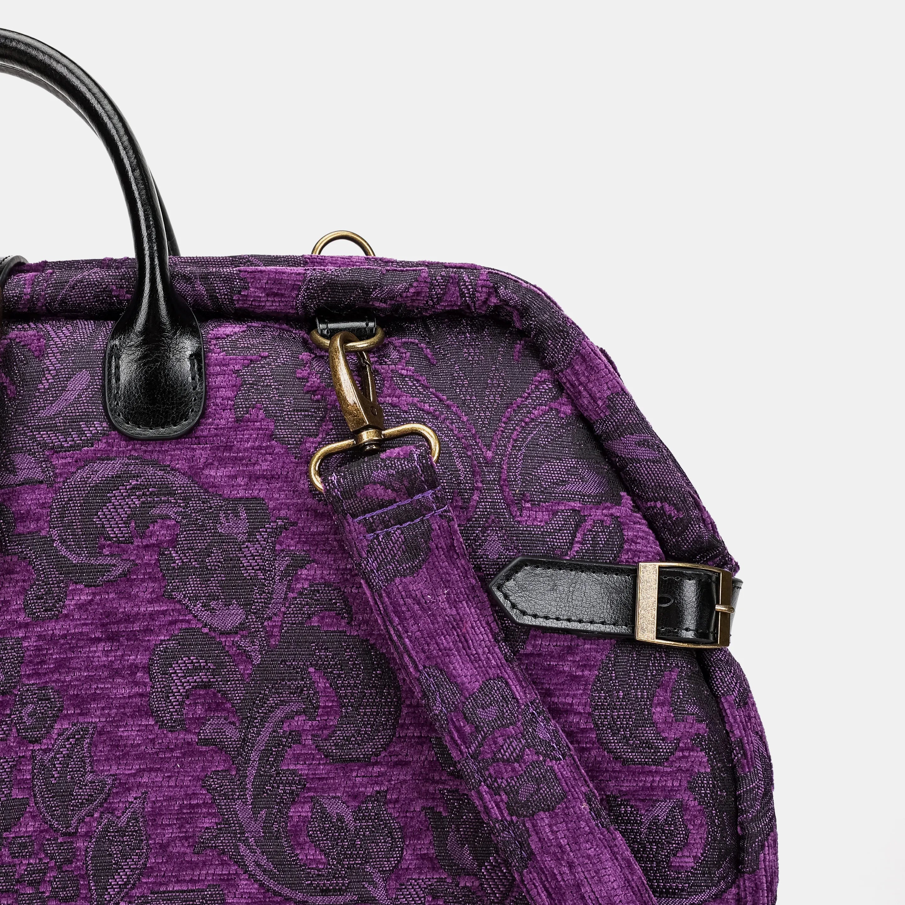 Victorian Blossom Purple Carpet Garment Bag Carpetbag of America closure