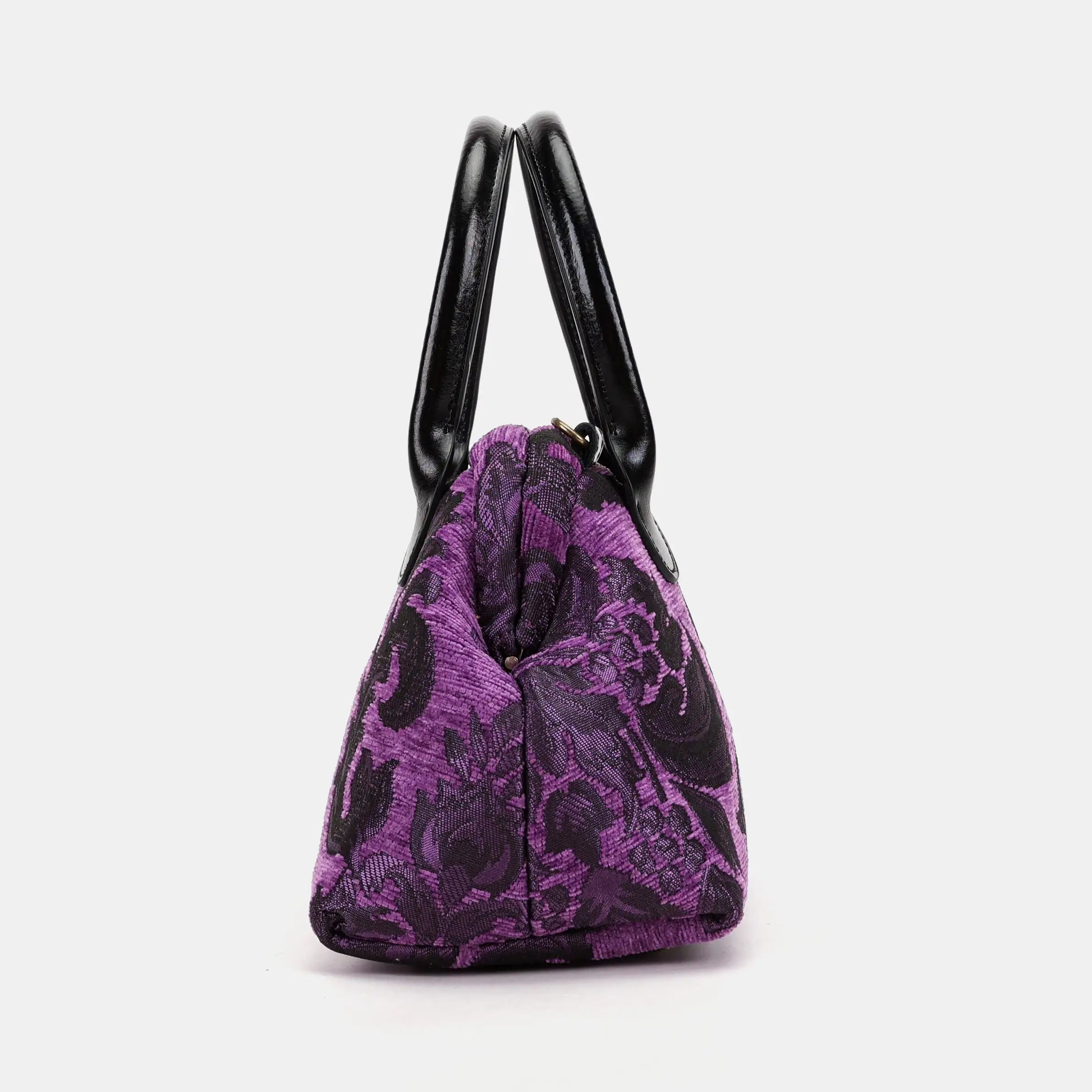 Victorian Blossom Purple Carpet Satchel Carpetbag of America side