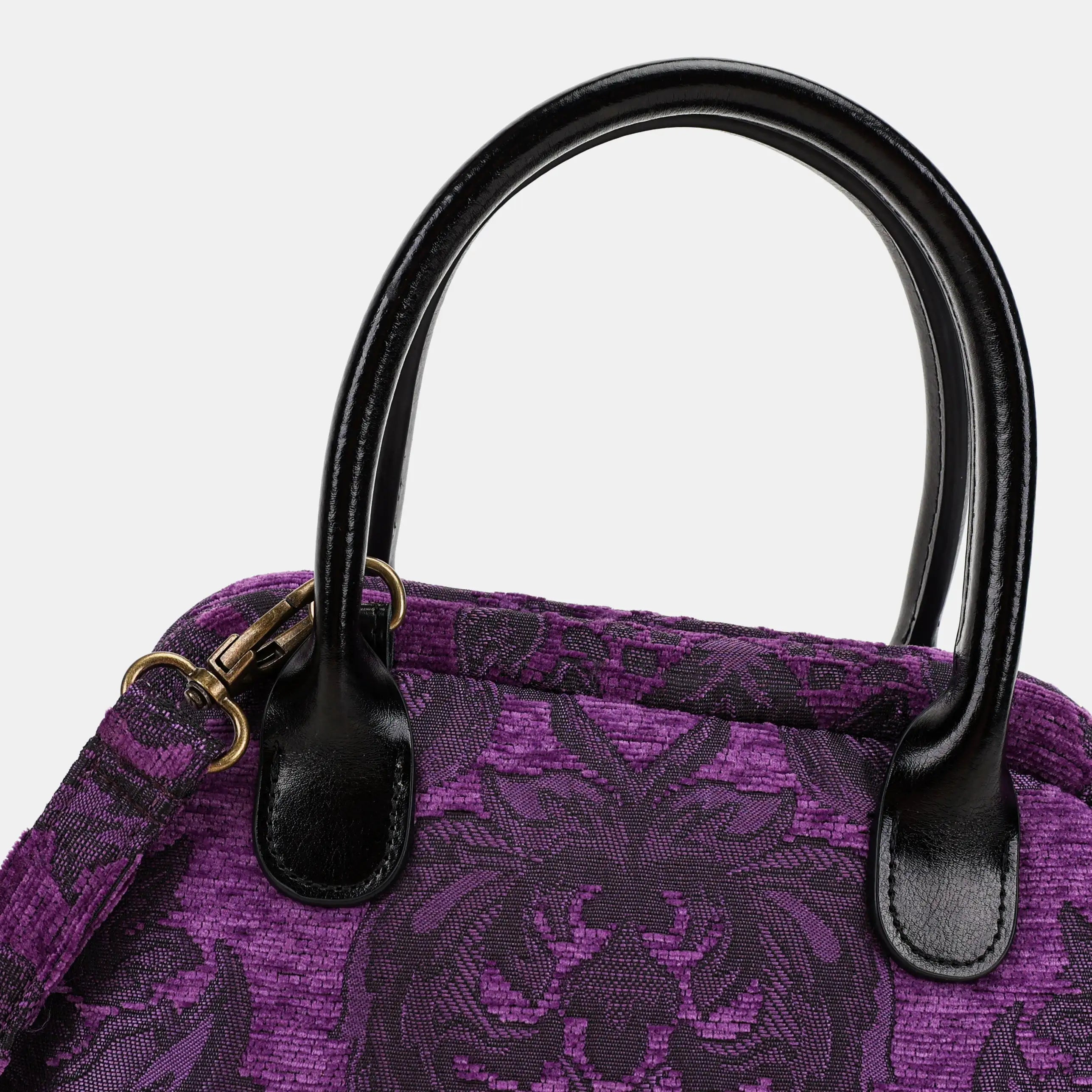 Victorian Blossom Purple Carpet Satchel Carpetbag of America detail