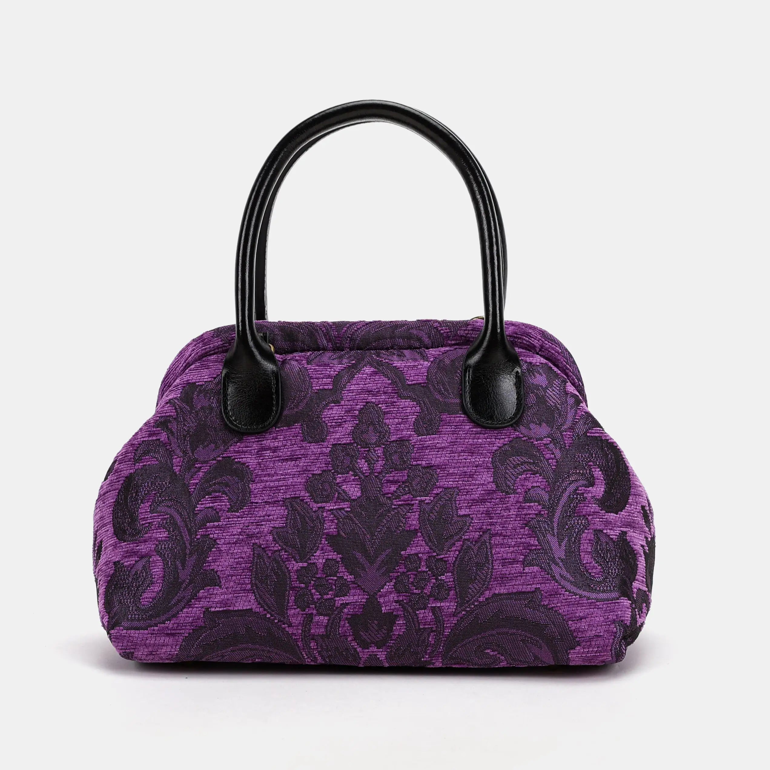 Victorian Blossom Purple Carpet Satchel Carpetbag of America back
