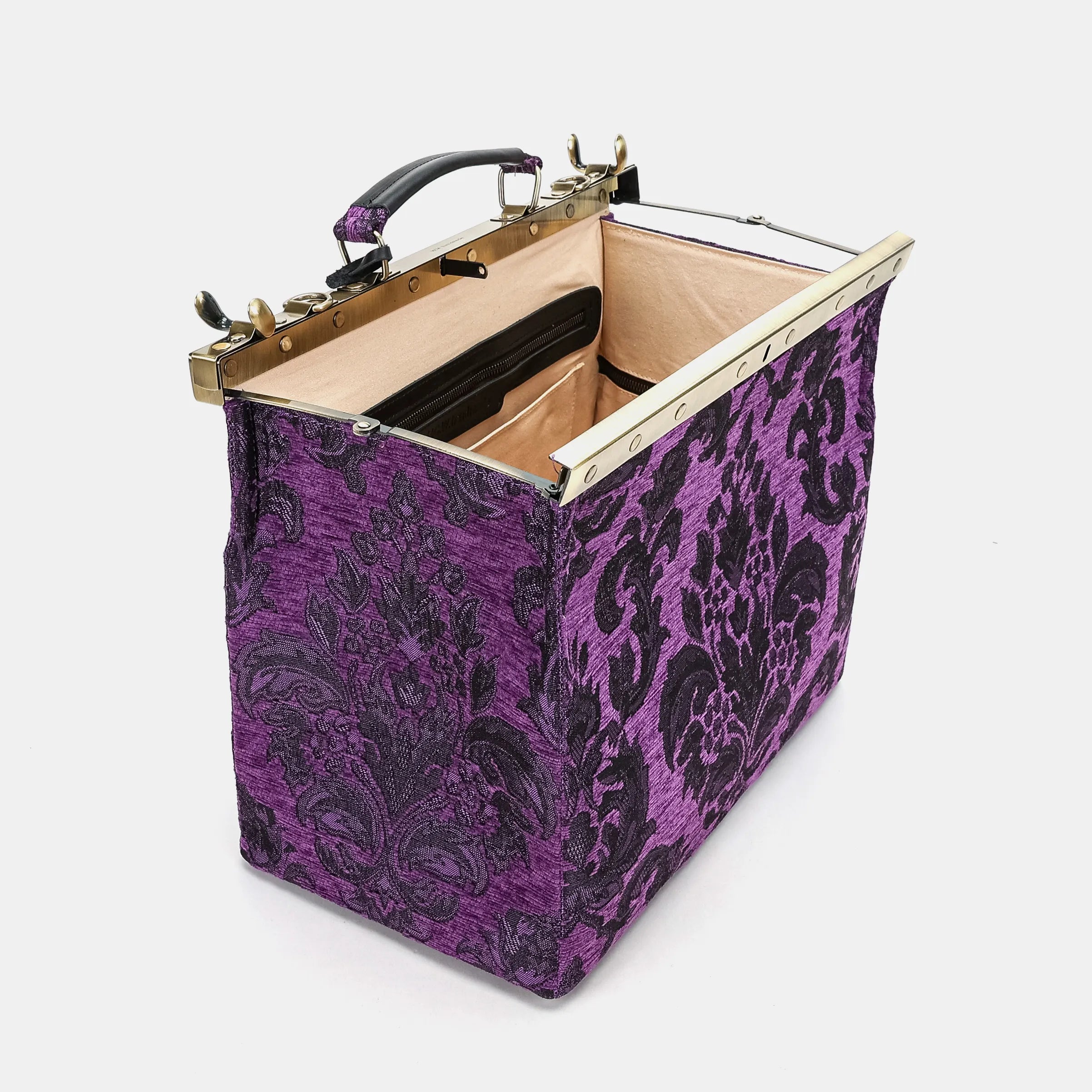 Victorian Blossom Purple Celine Carpet Gladstone Bag of America open
