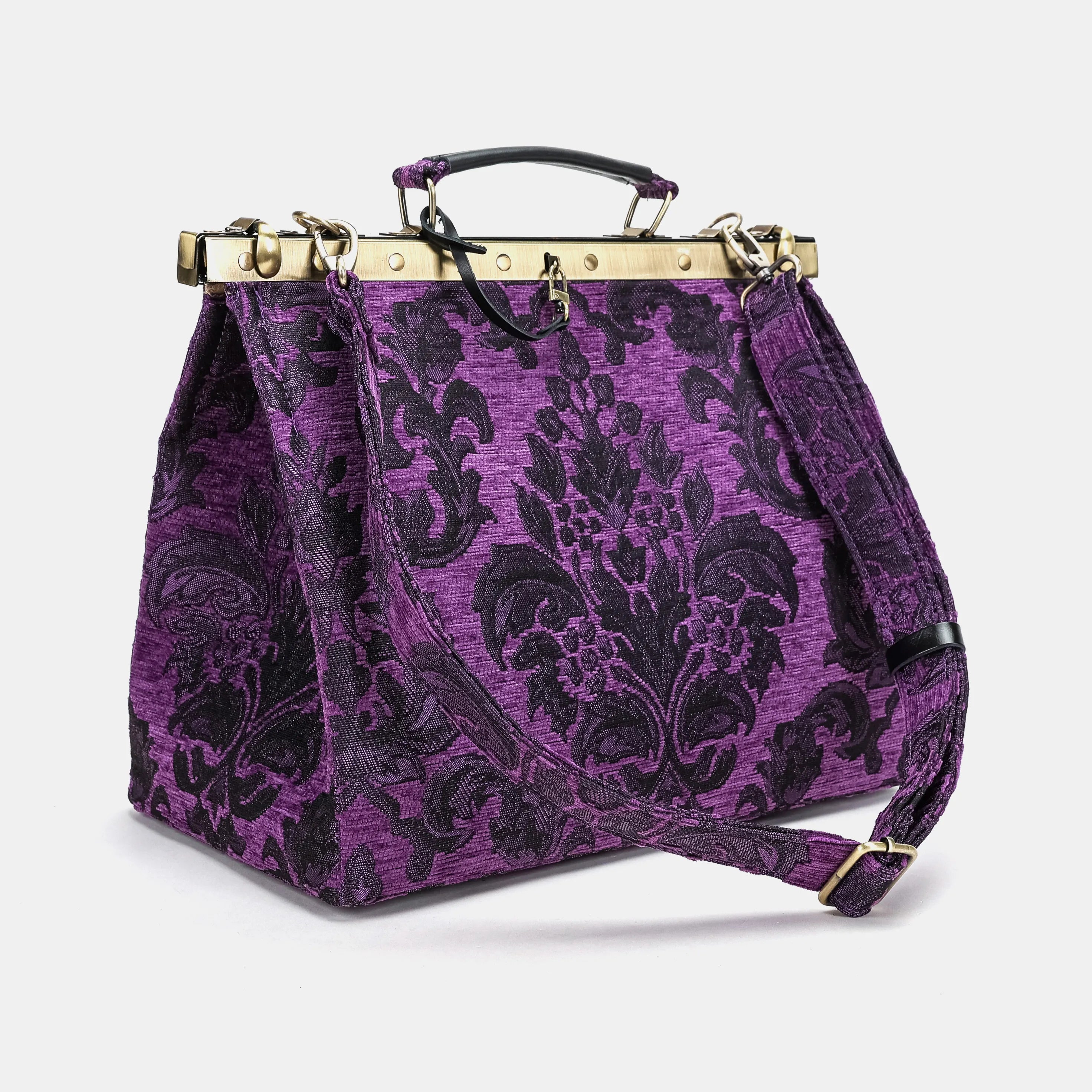 Victorian Blossom Purple Celine Carpet Gladstone Bag of America with handle
