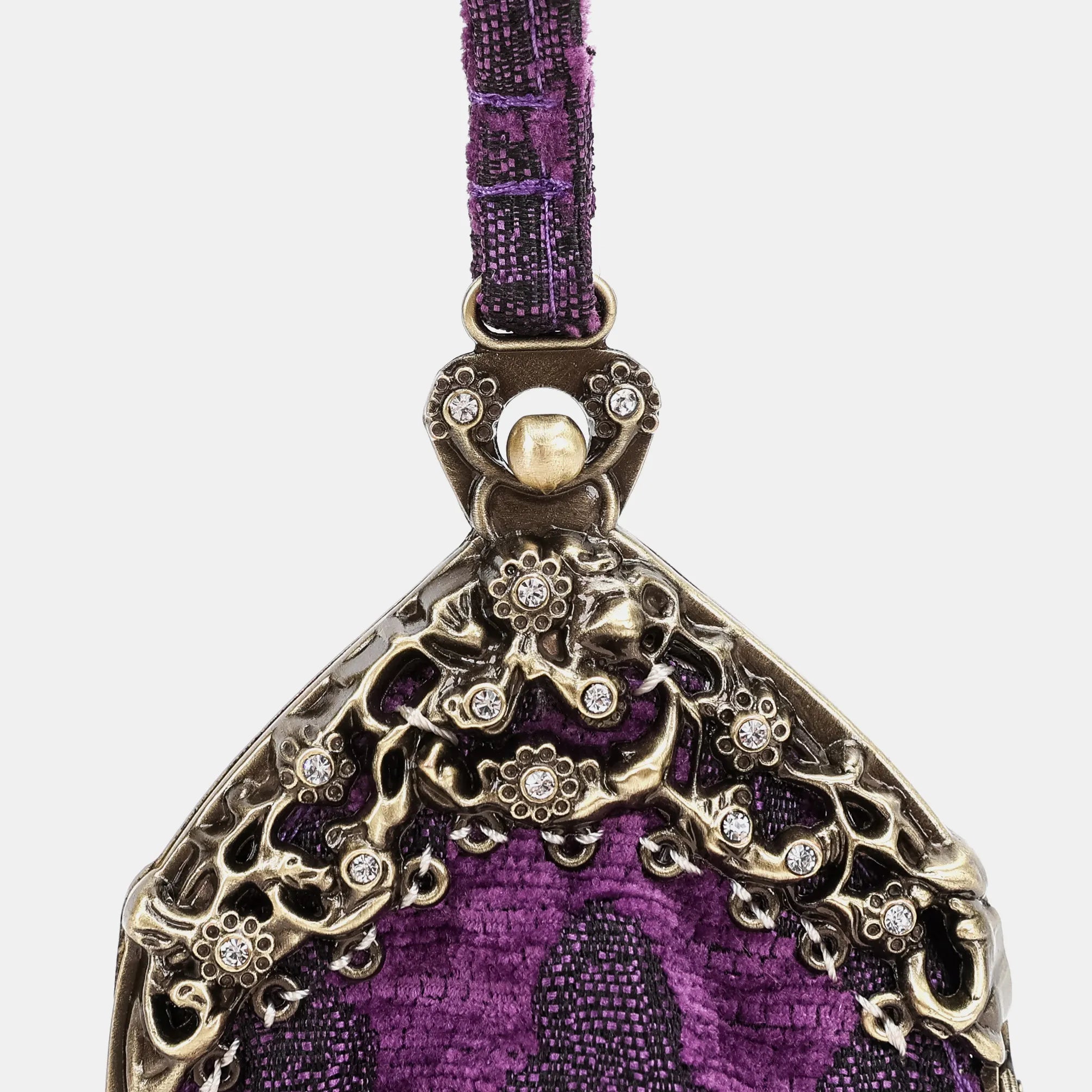 Victorian Blossom Purple Chatelaine Purse Wristlet Bag Carpetbag of America-details
