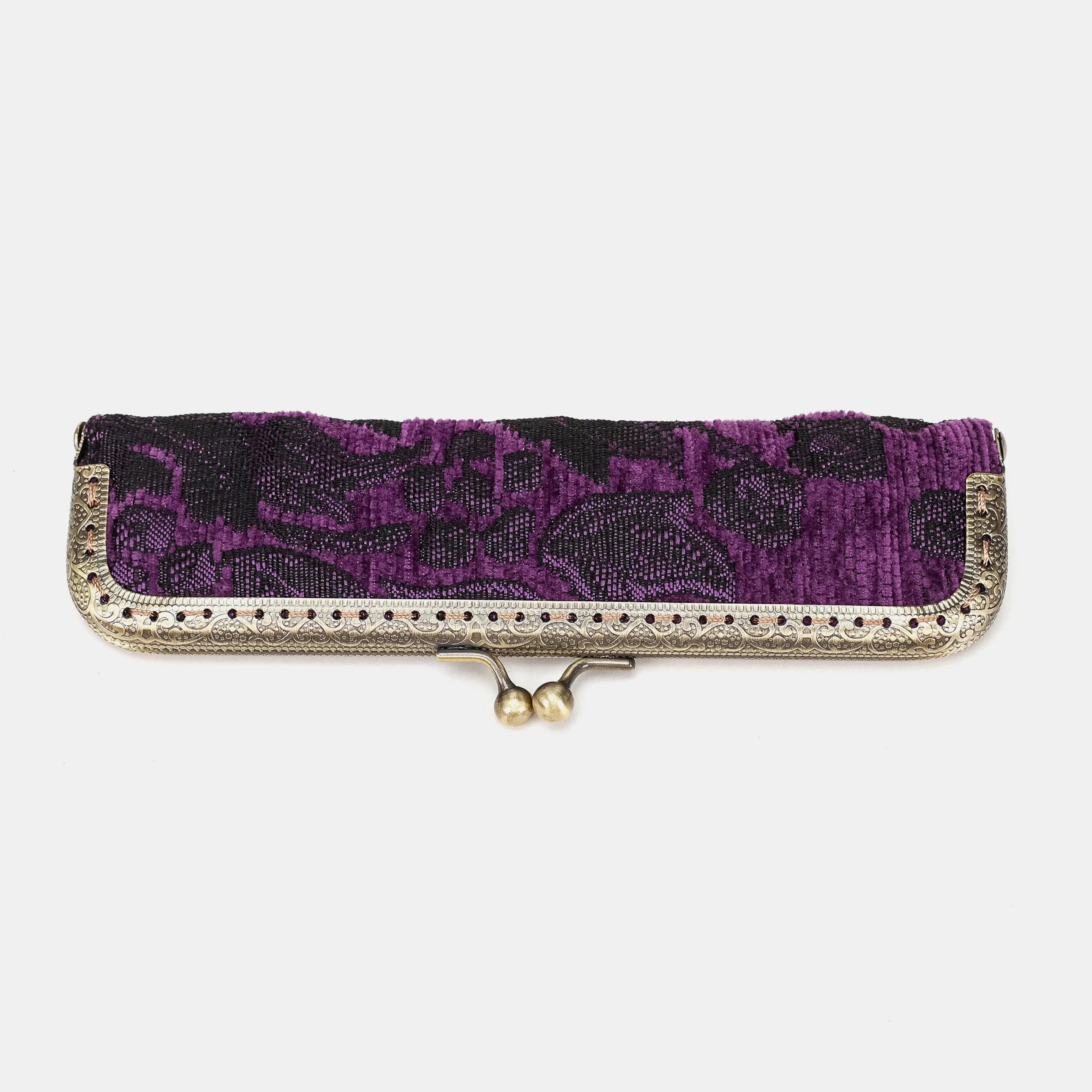 Victorian Blossom Purple Duo Pen Case Carpetbag of America front