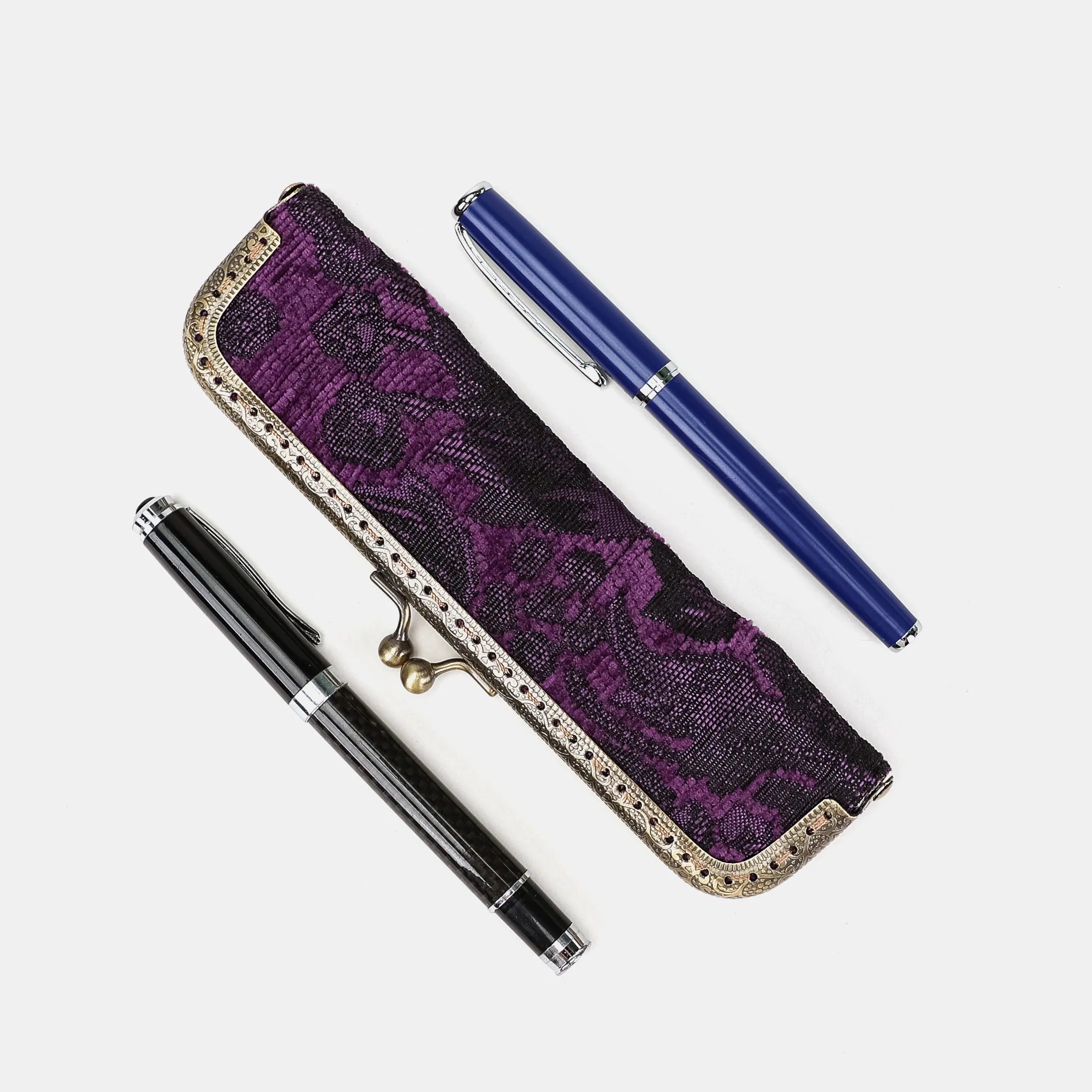 Victorian Blossom Purple Duo Pen Case Carpetbag of America side