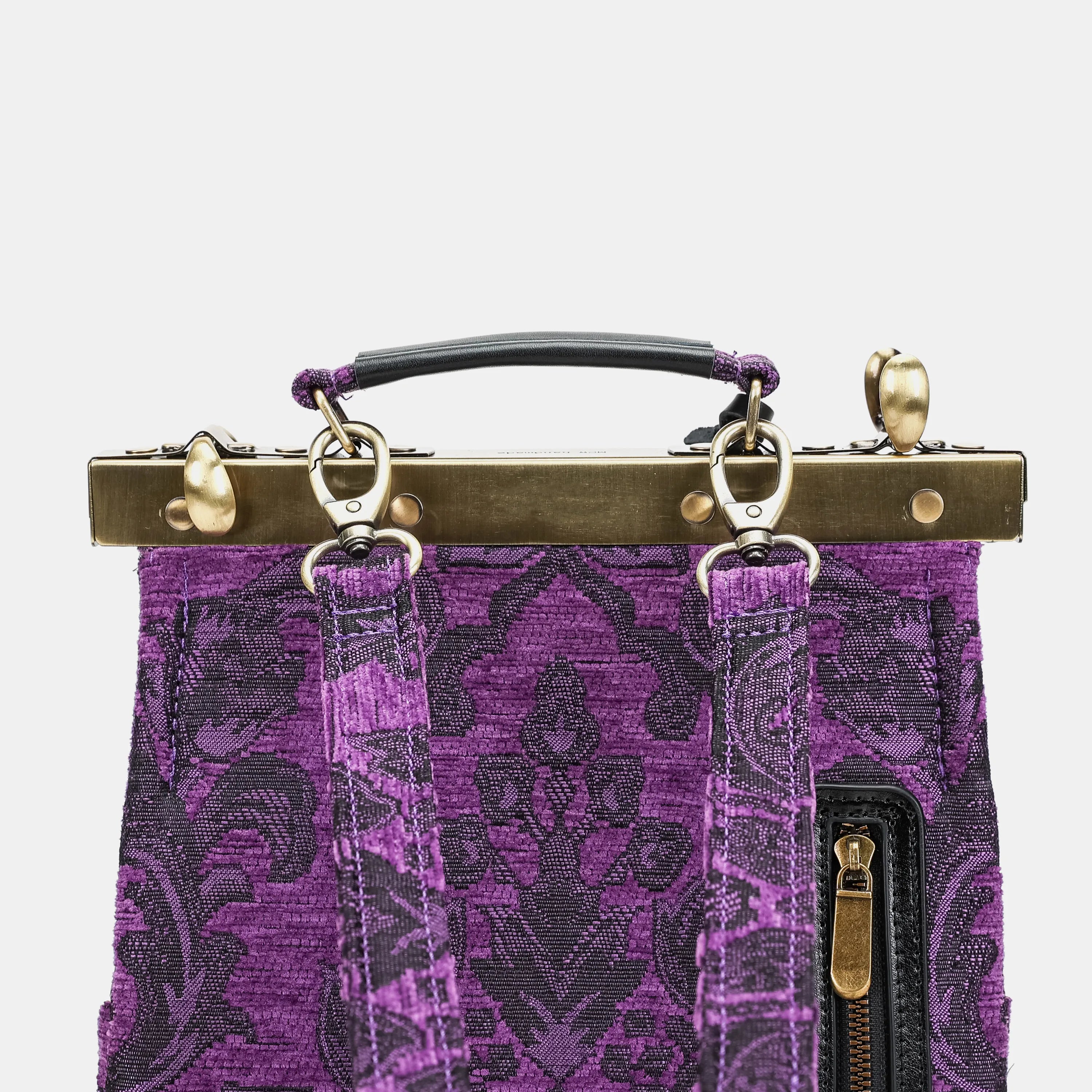 Victorian Blossom Purple Helena Carpet Backpack Gladstone Bag of America back detail
