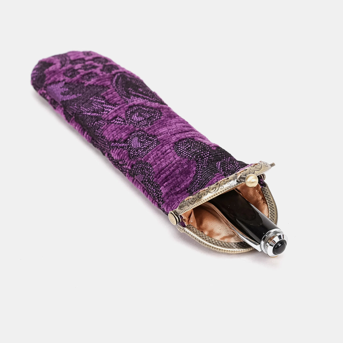 Victorian Blossom Purple Solo Pen Case Carpetbag of America in use