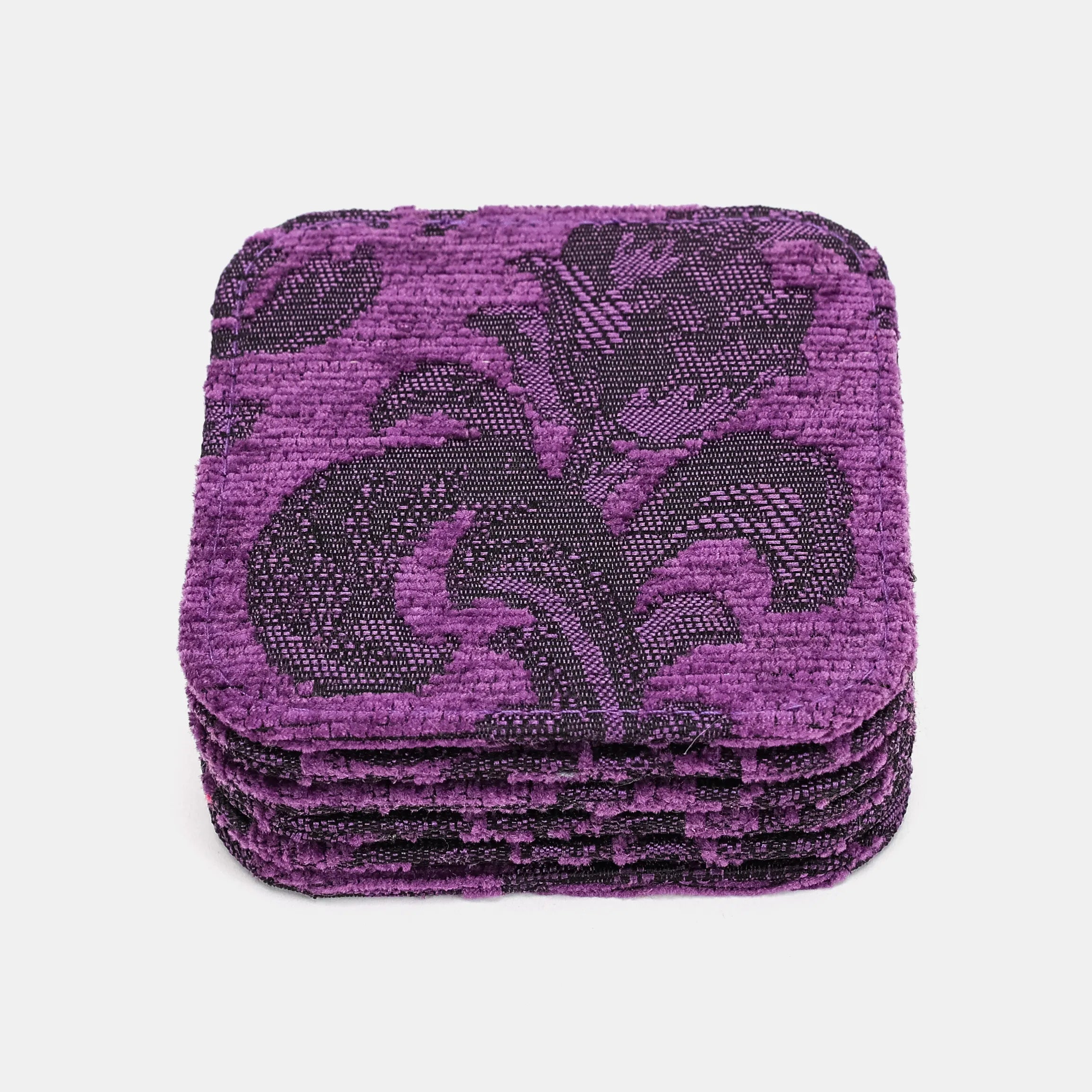 Victorian Blossom Purple Square Coaster Set with Holder of America-Coasters