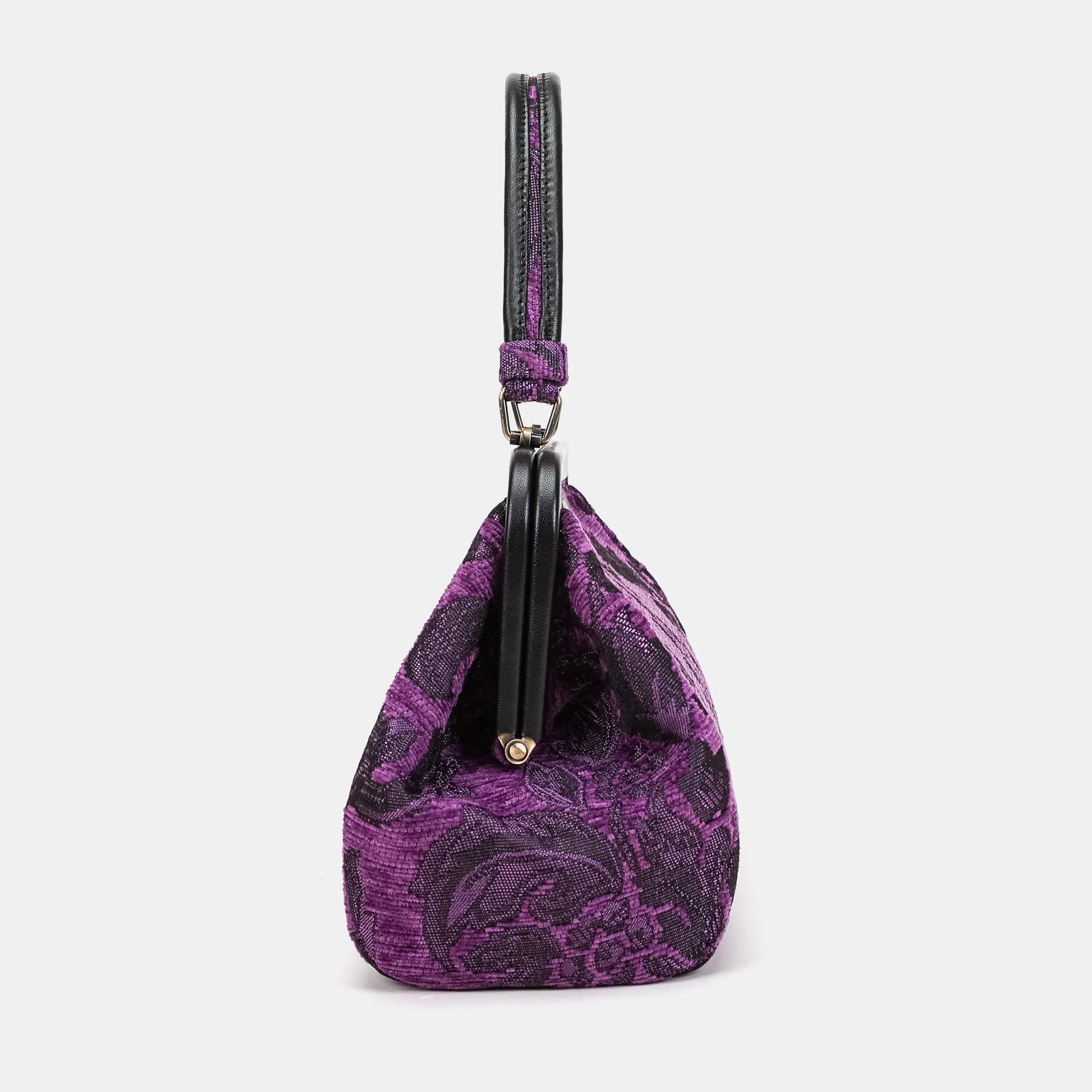 Victorian Blossom Purple Top Handle Purse Carpetbag of America side