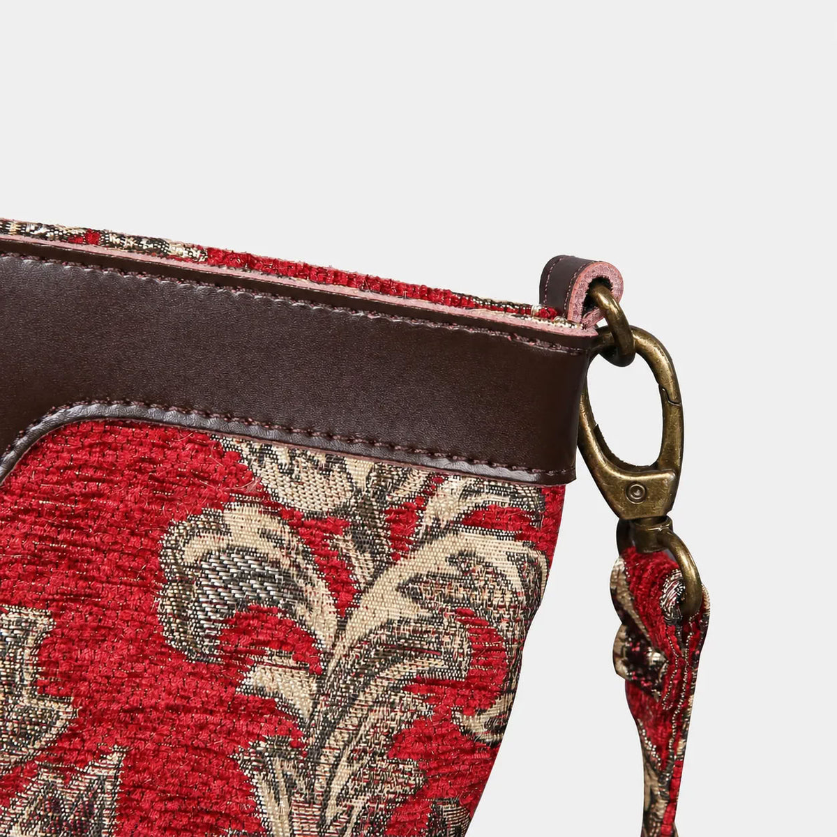 Victorian Blossom Red Butterfly Crossbody Bag Carpetbag of America details