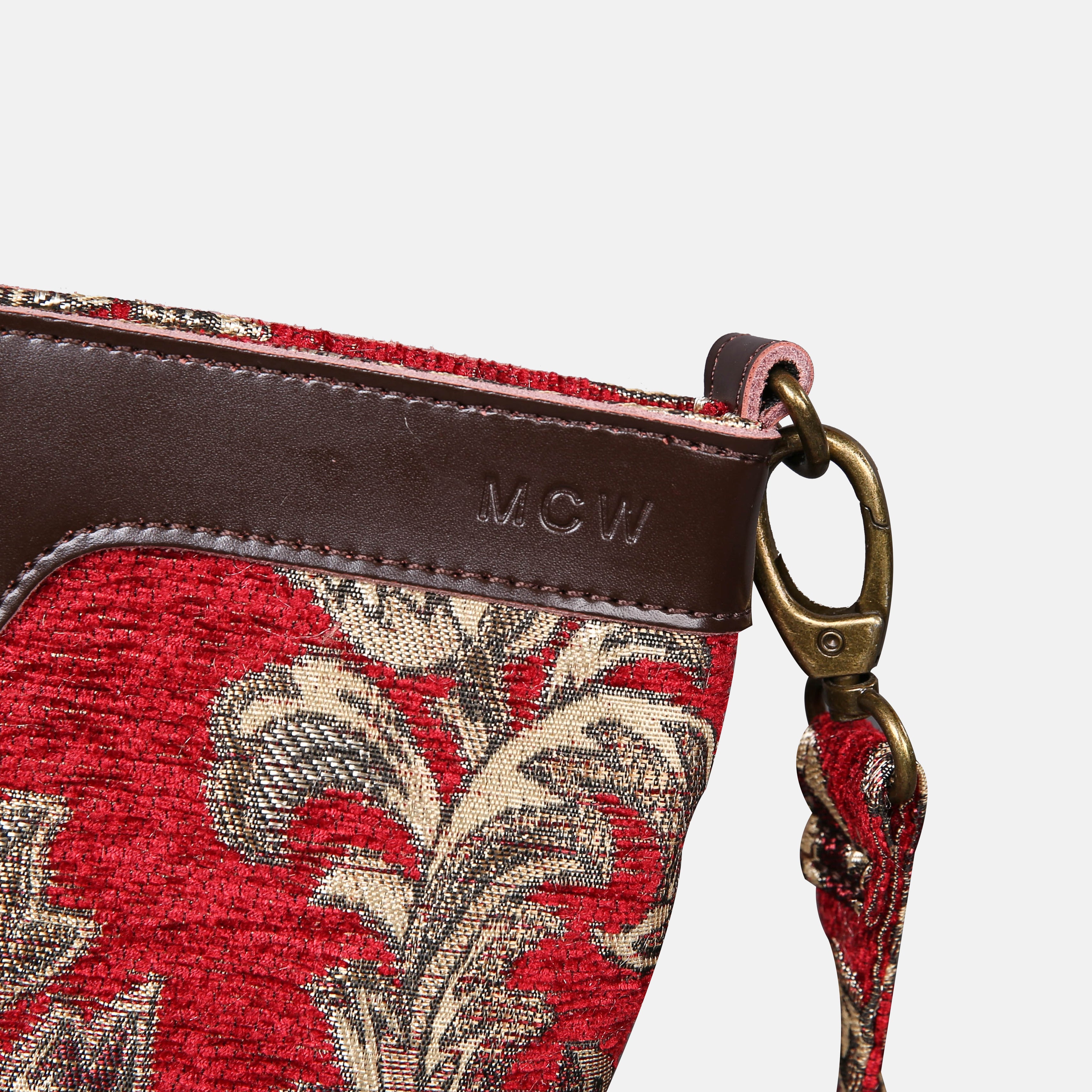 Victorian Blossom Red Butterfly Crossbody Bag Carpetbag of America details