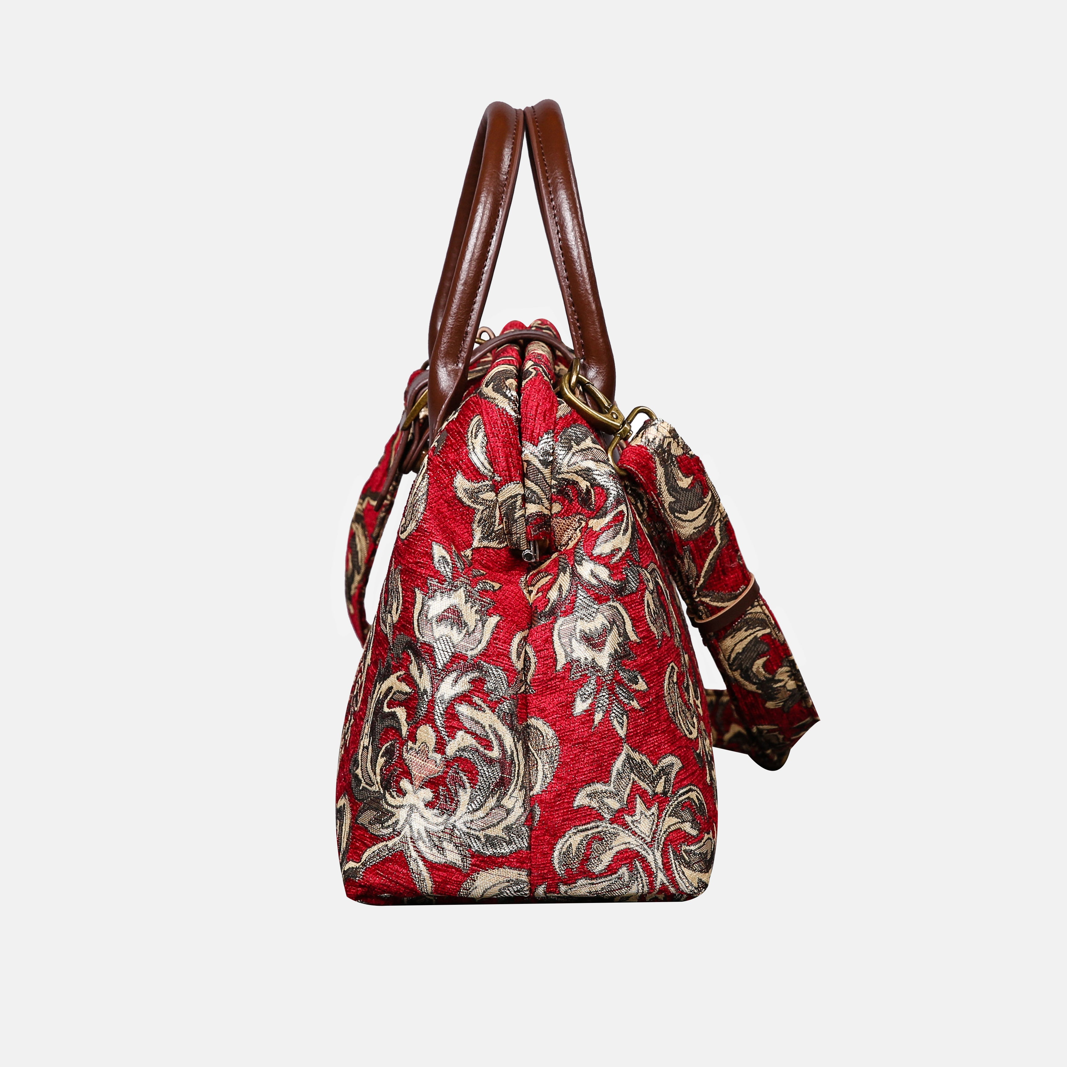 Victorian Blossom Red Carpet Handbag Purse carpet bag MCW Handmade of America side