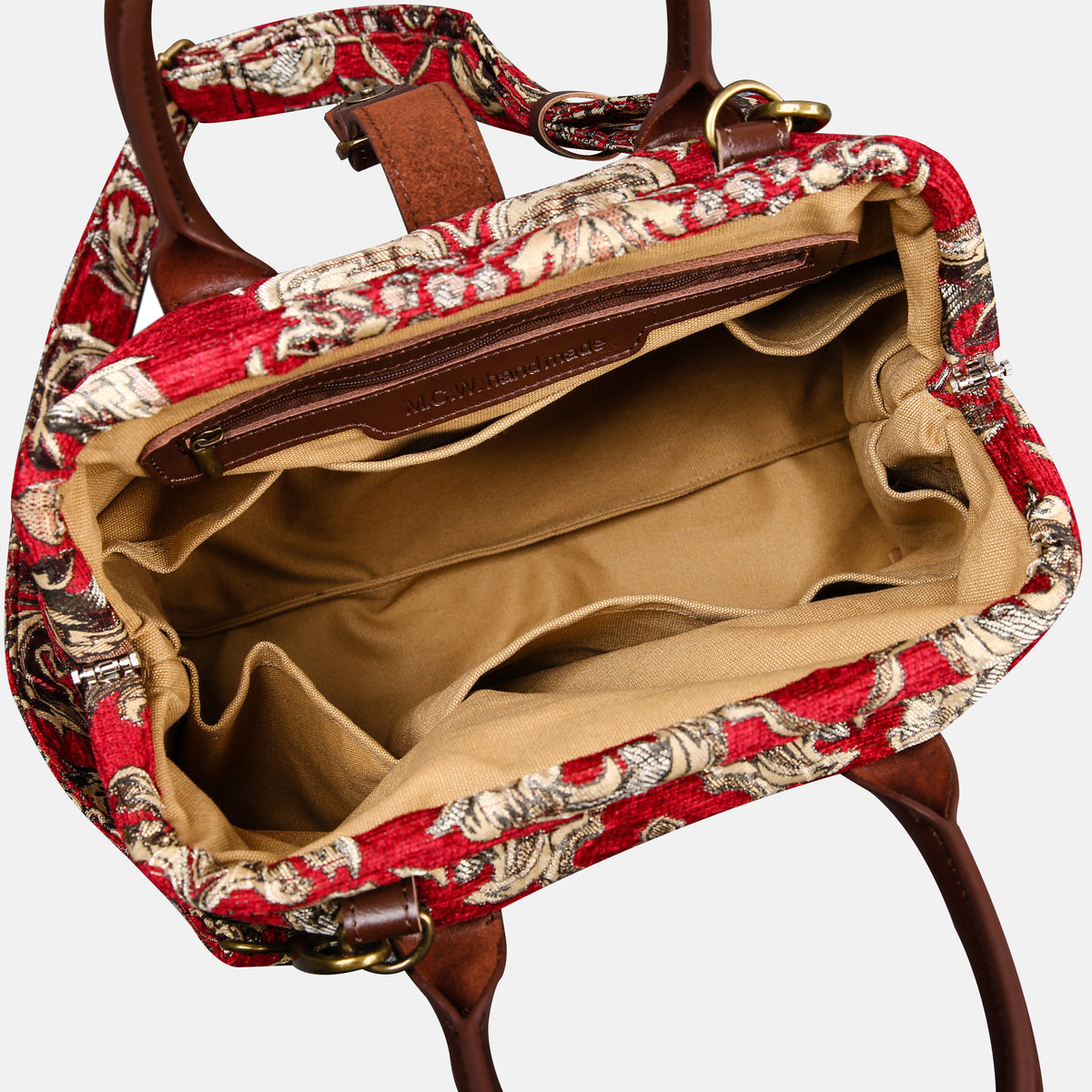 Victorian Blossom Red Carpet Handbag Purse carpet bag MCW Handmade of America open