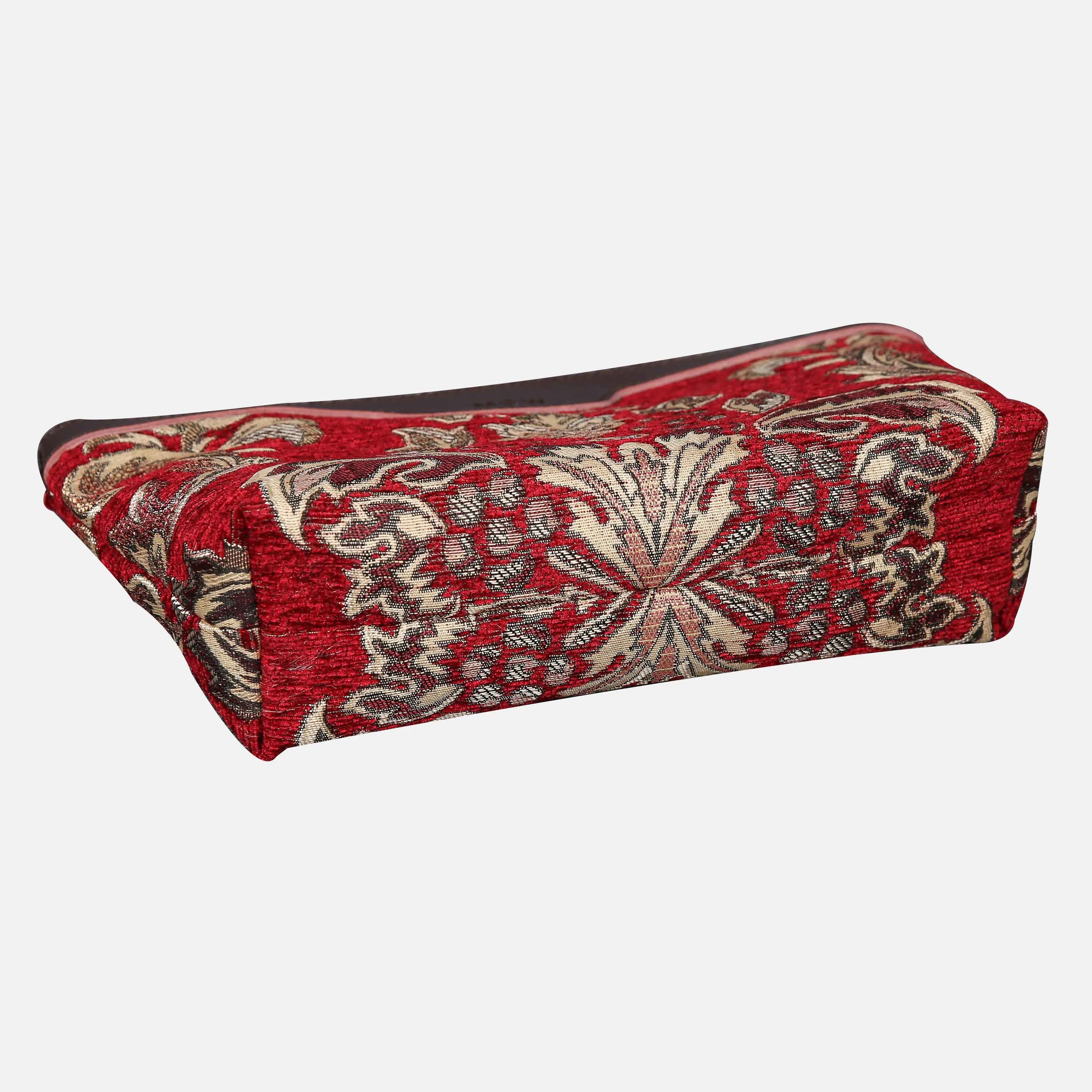 Blossom Red/Gold Carpet Makeup Bag carpet bag MCW Handmade of America bottom