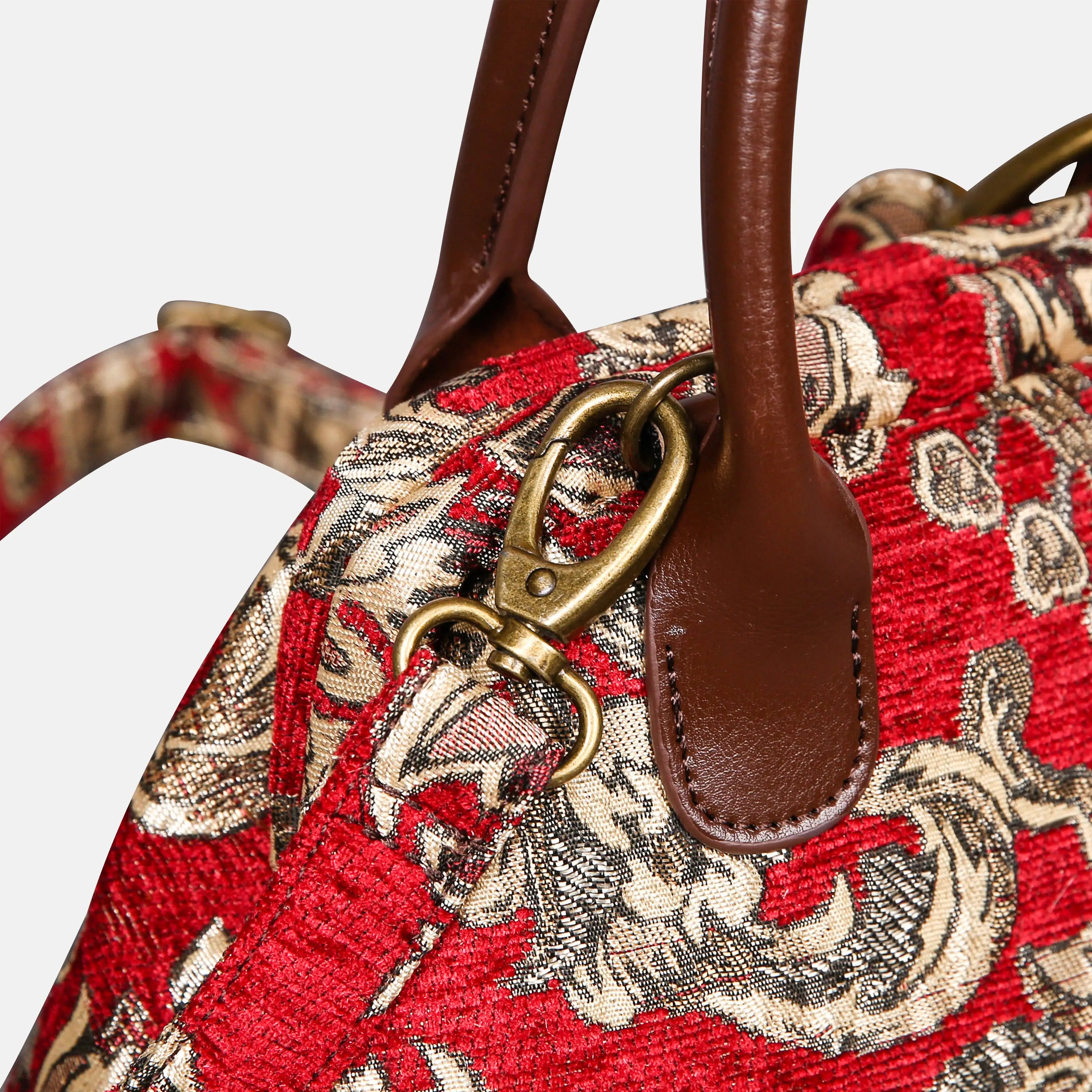 Victorian Blossom Red Carpet Satchel carpet bag MCW Handmade of America buckle