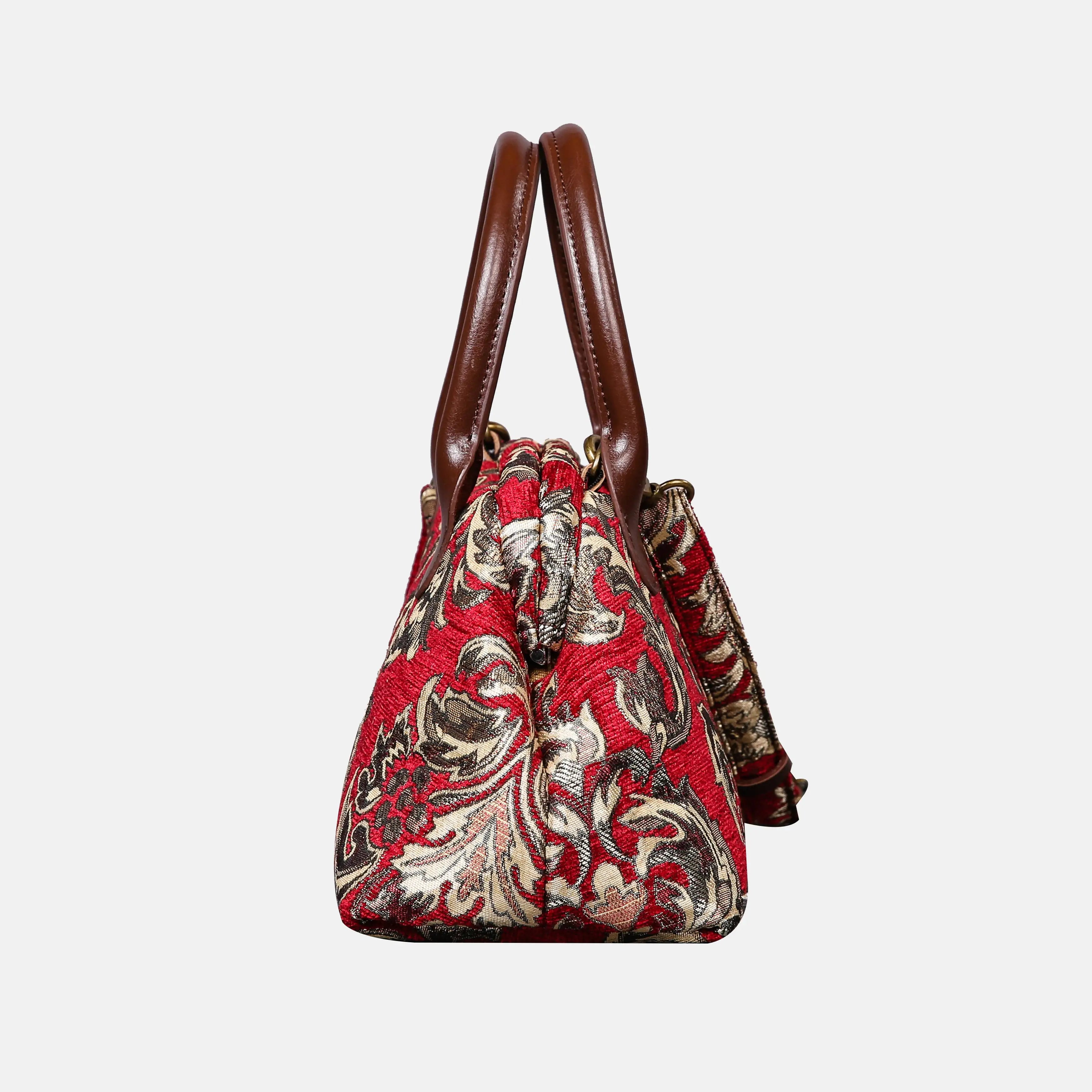 Victorian Blossom Red Carpet Satchel carpet bag MCW Handmade of America side
