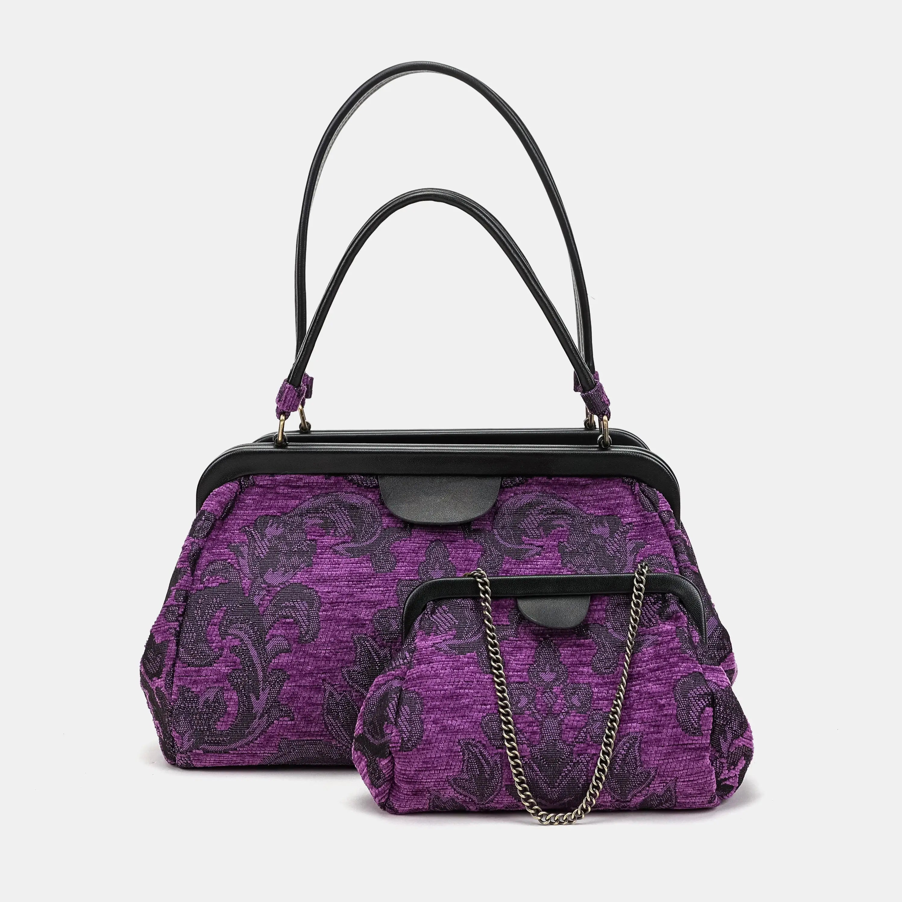 Victorian Blossom purple Evening Bag Clutch Carpetbag of America series