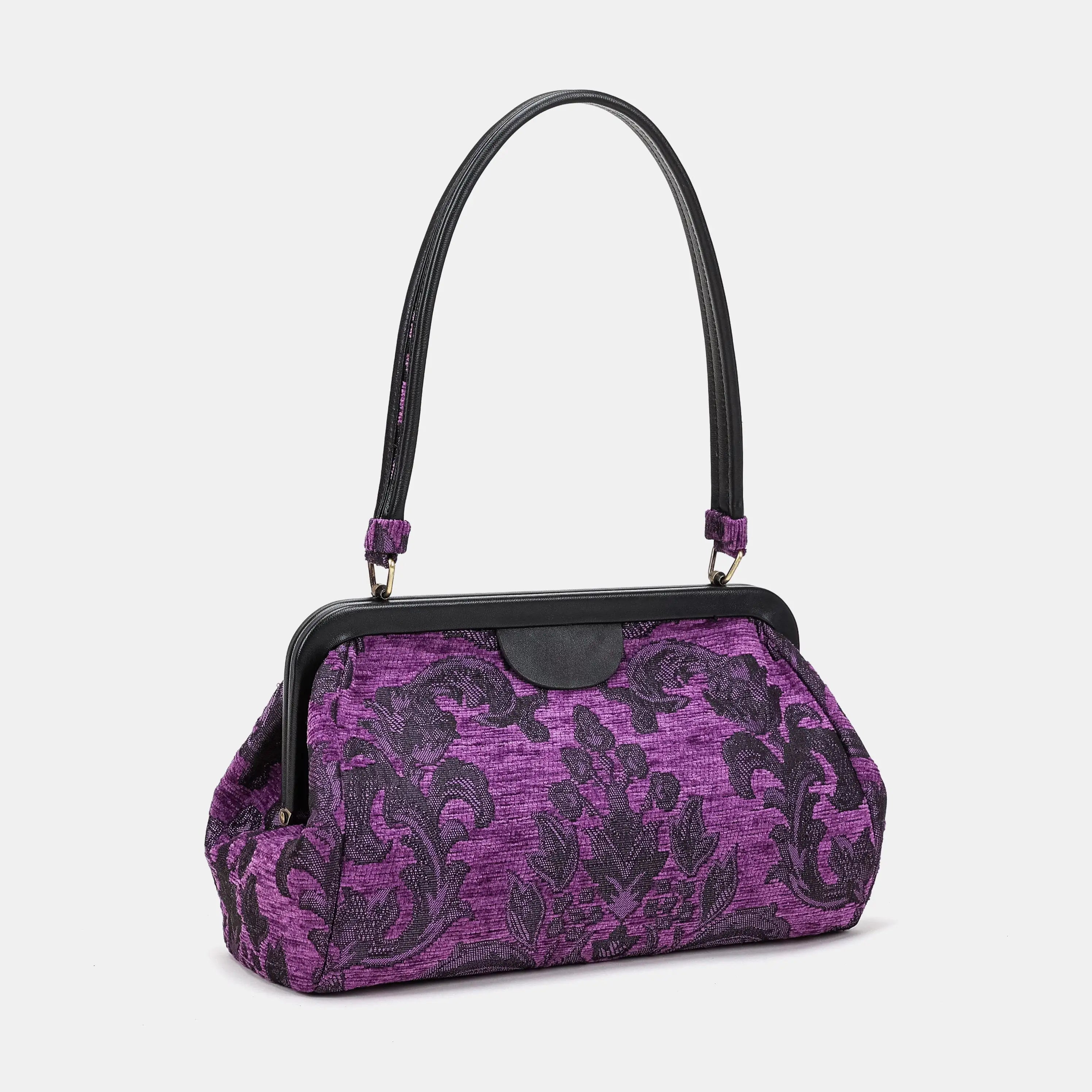 Victorian Blossom purple Shoulder Bag Carpetbag of America front