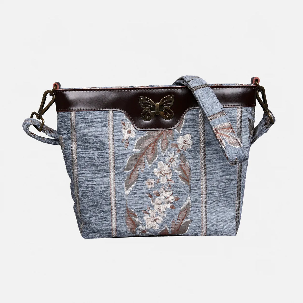 Victorian Strips Blue Carpet Crossbody Bag carpet bag MCW Handmade of America main