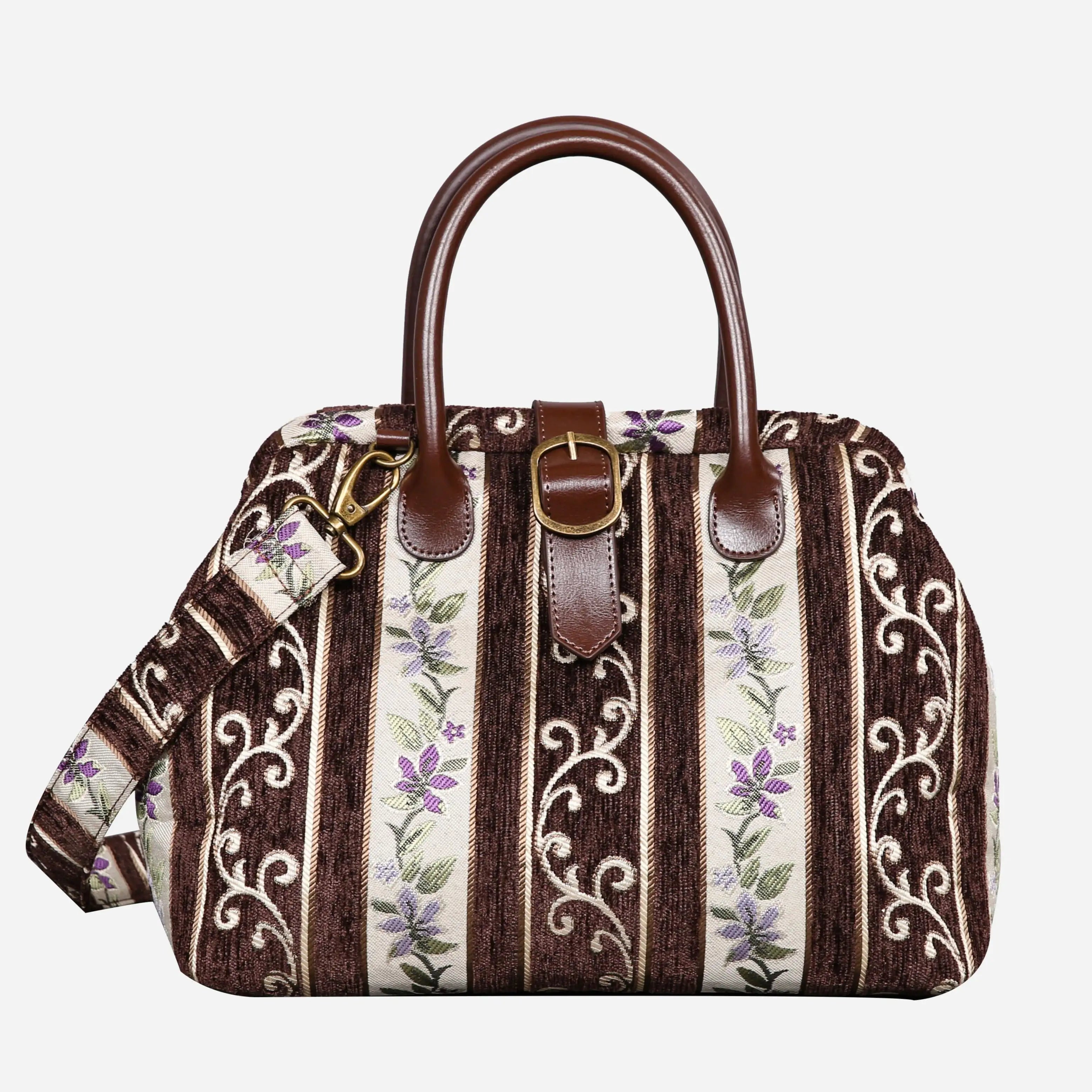 Victorian Strips Coffee Carpet Handbag Purse carpet bag MCW Handmade of America main