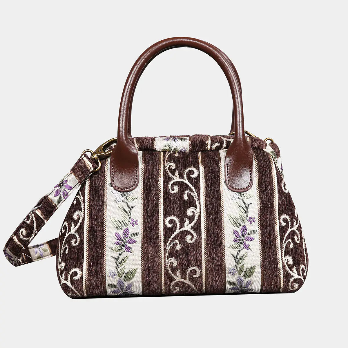 Victorian Stripes Brown Carpet Satchel Carpetbag of America main