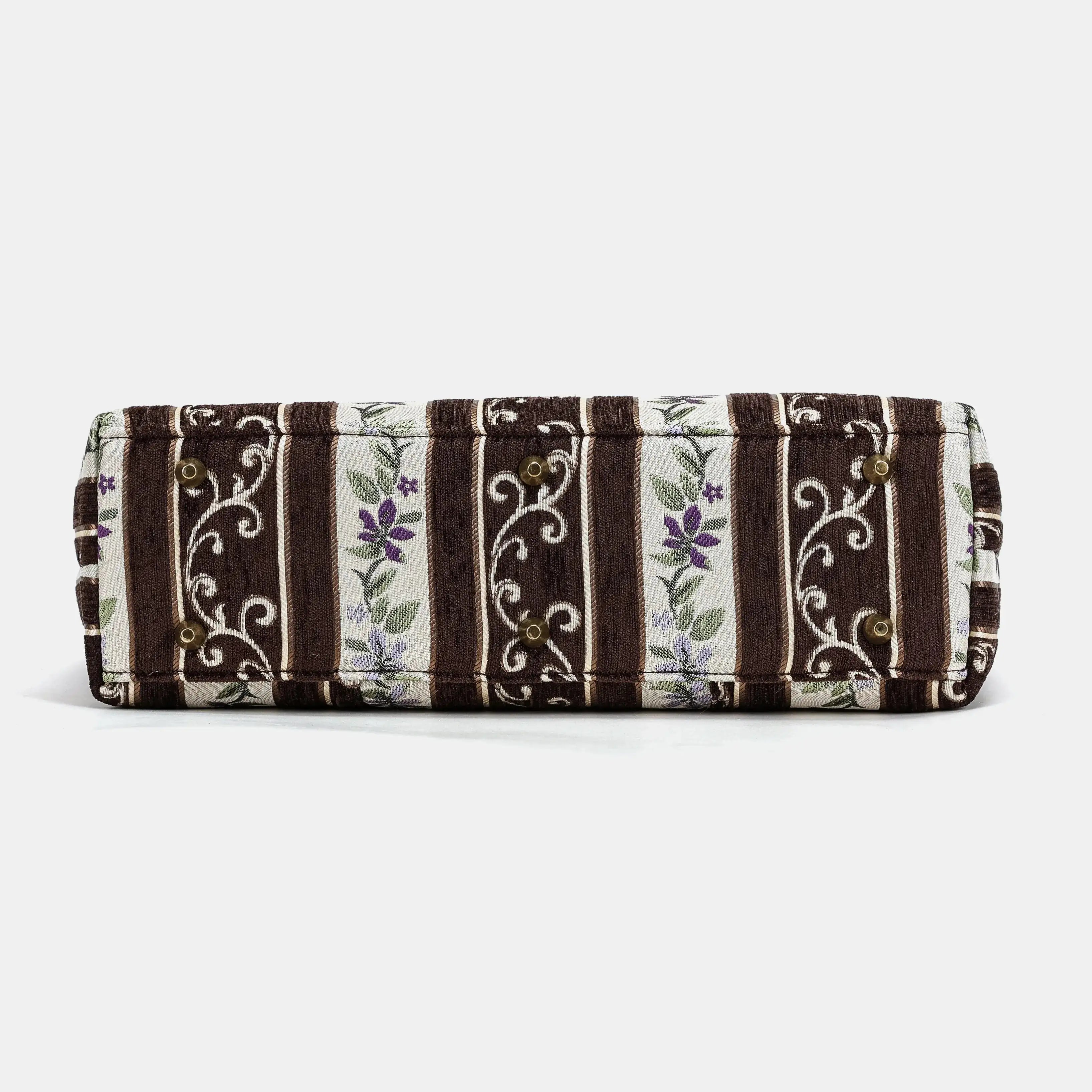 Victorian Stripes Brown Work Carpet Bag of America bottom