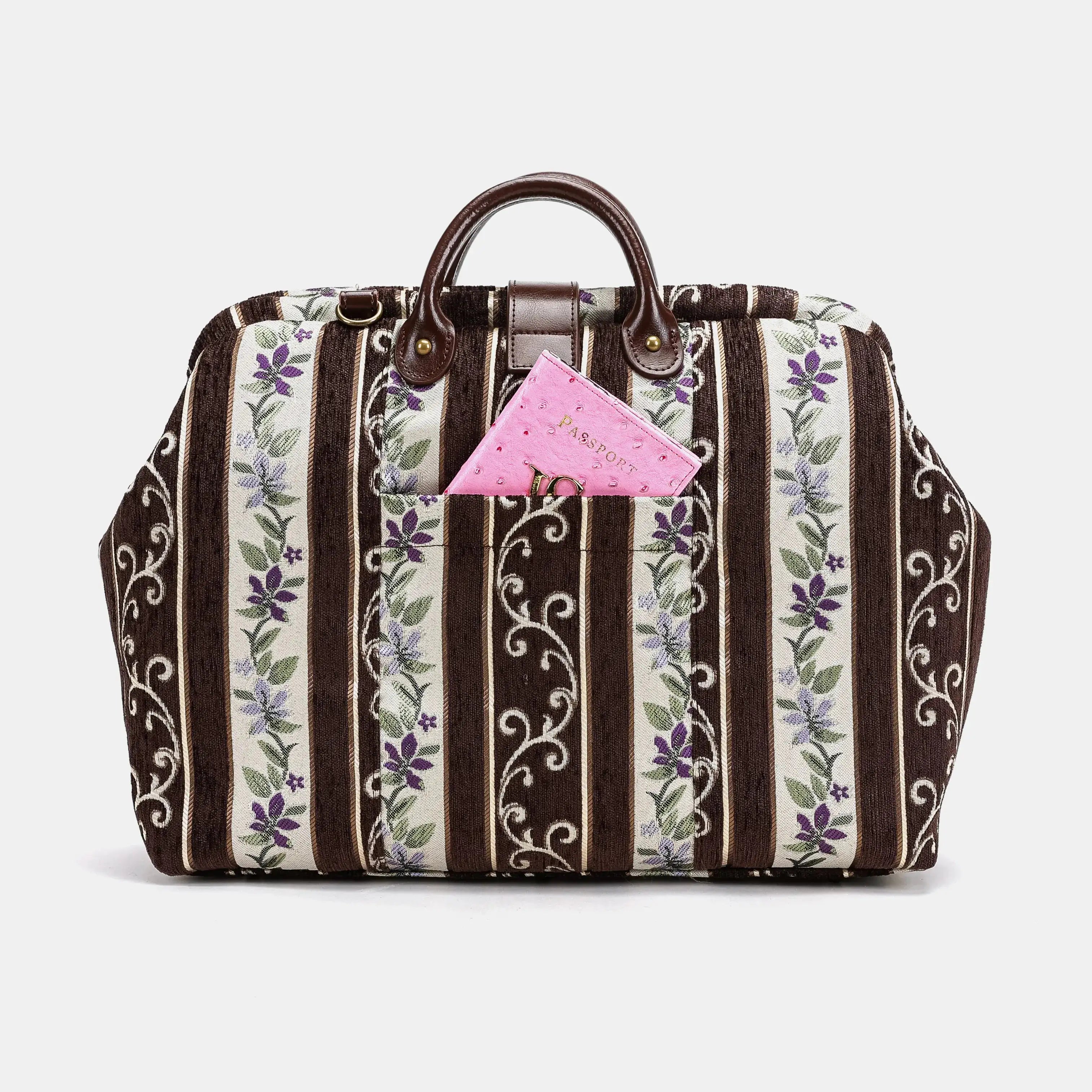 Victorian Stripes Brown Work Carpet Bag of America back