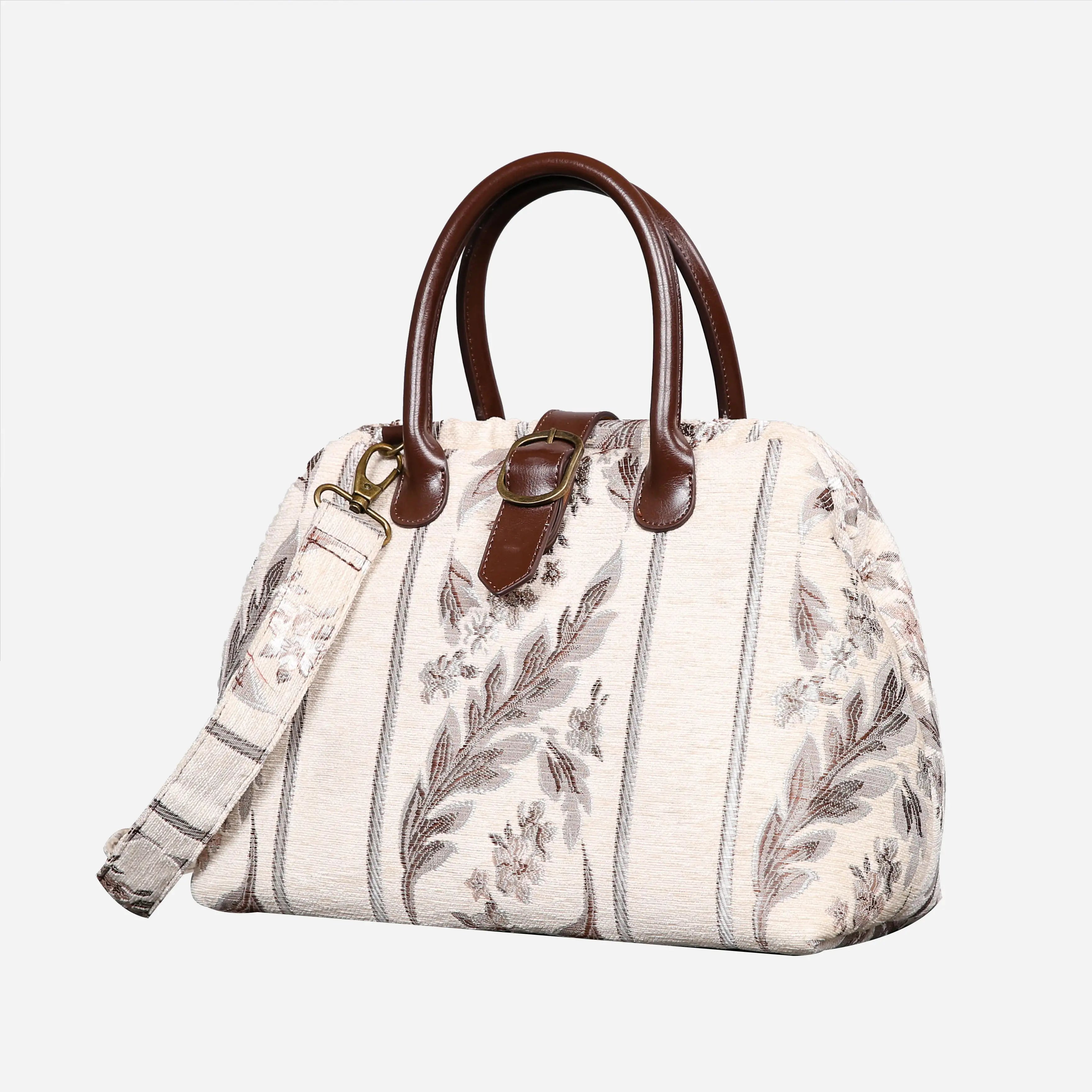 Ethnic Strips Cream Carpet Handbag Purse carpet bag MCW Handmade of America front