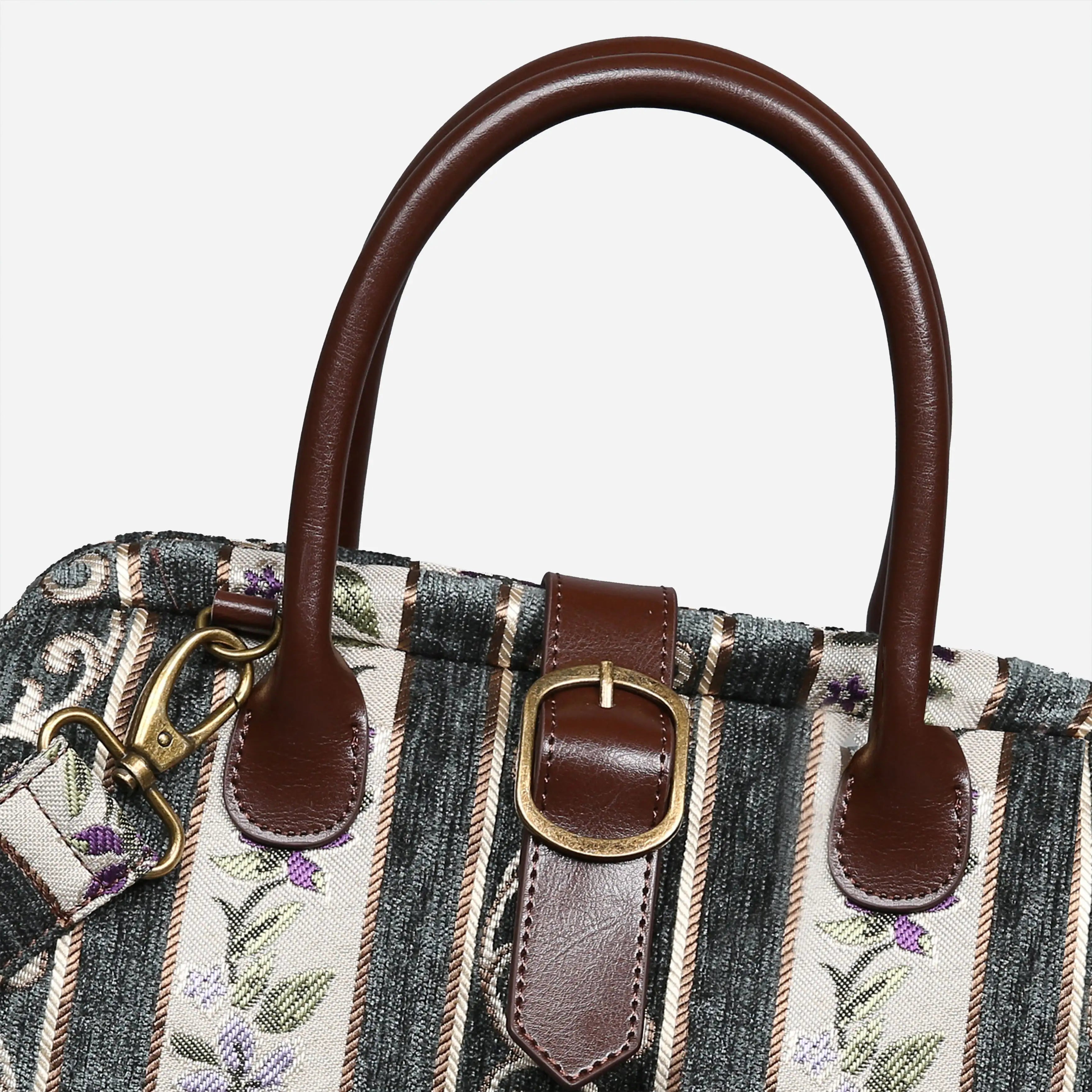 Victorian Strips Grass Carpet Handbag Purse carpet bag MCW Handmade buckle