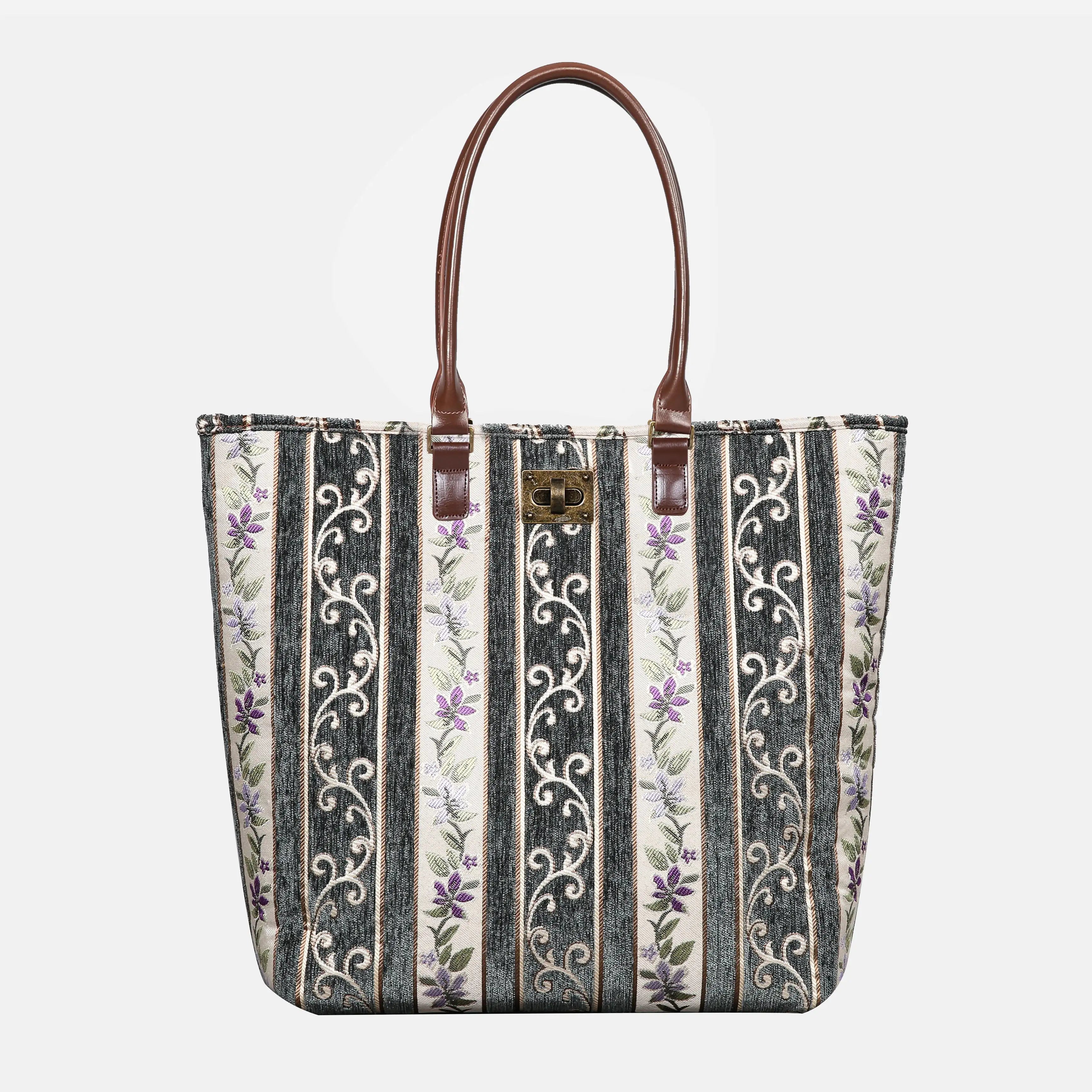 Victorian Stripes Grass Carpet Tote Shopper Carpetbag of America main