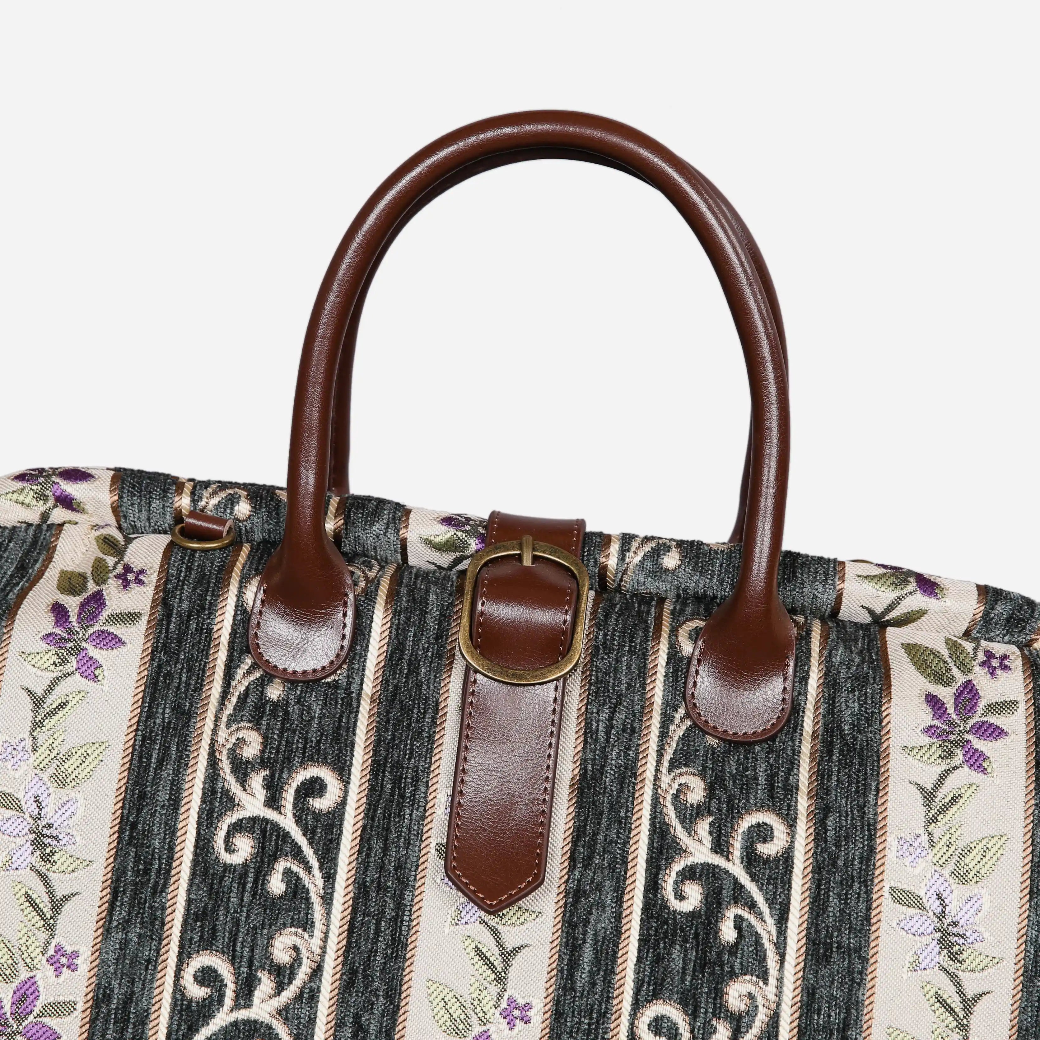 Victorian Stripes Grass Mary Poppins Weekender Carpetbag of America buckle