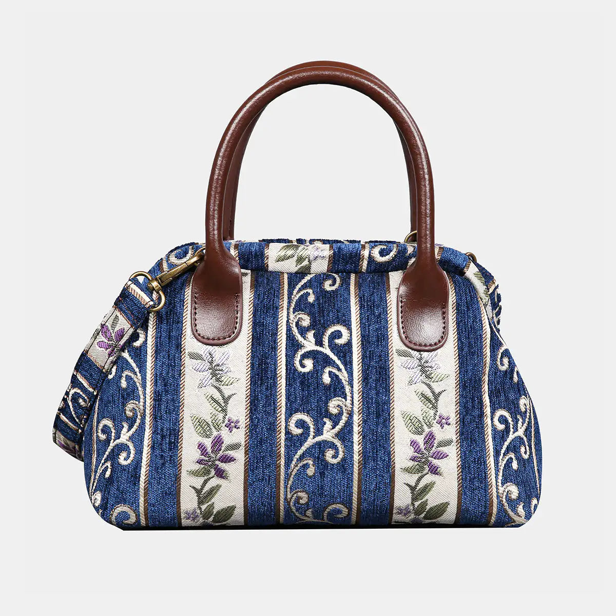 Victorian Stripes Navy Carpet Satchel Carpetbag of America main