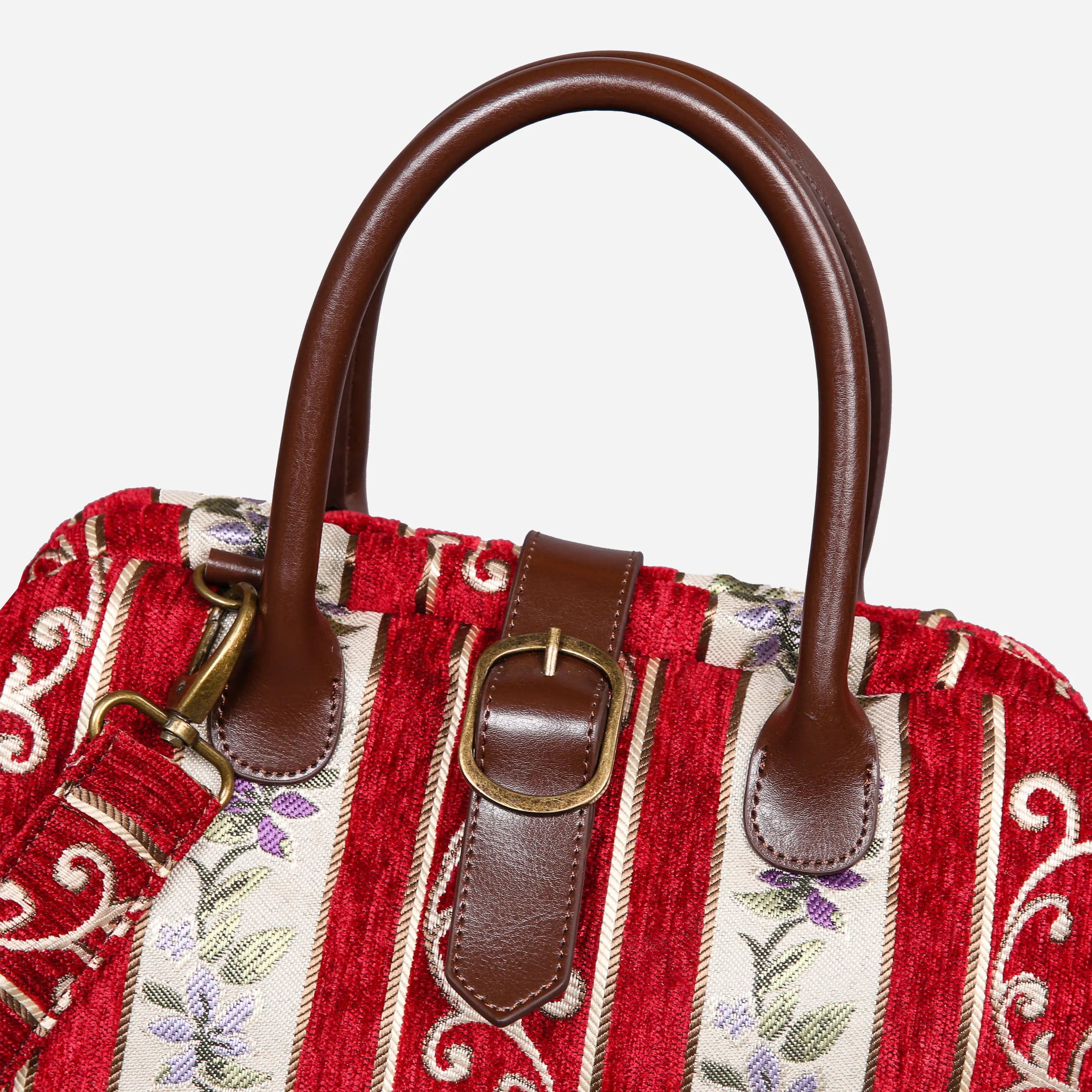 Victorian Strips Red Carpet Handbag Purse carpet bag MCW Handmade of America buckle