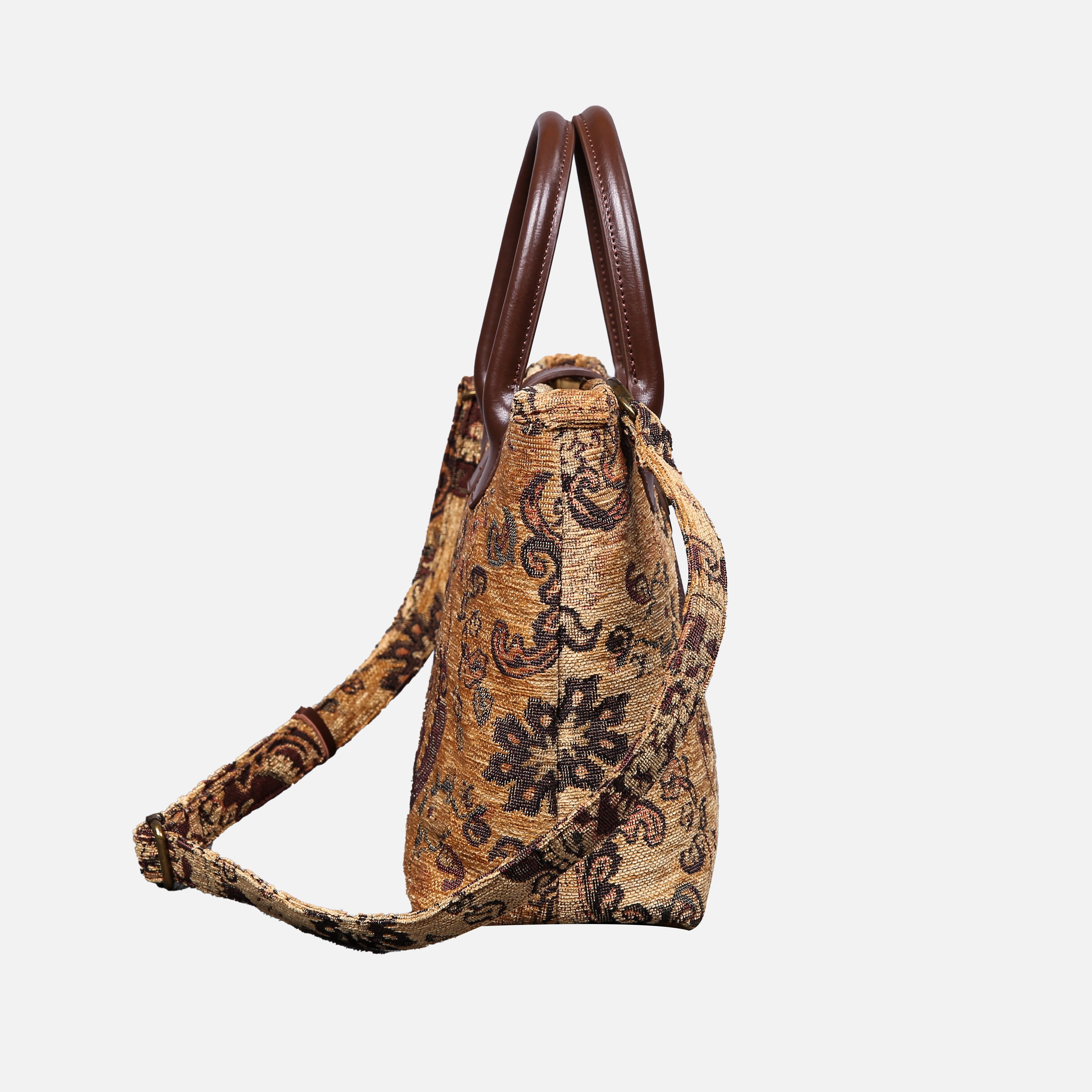 Vintage Paisley Tuck Lock Carpet Satchel carpet bag MCW Handmade of America side