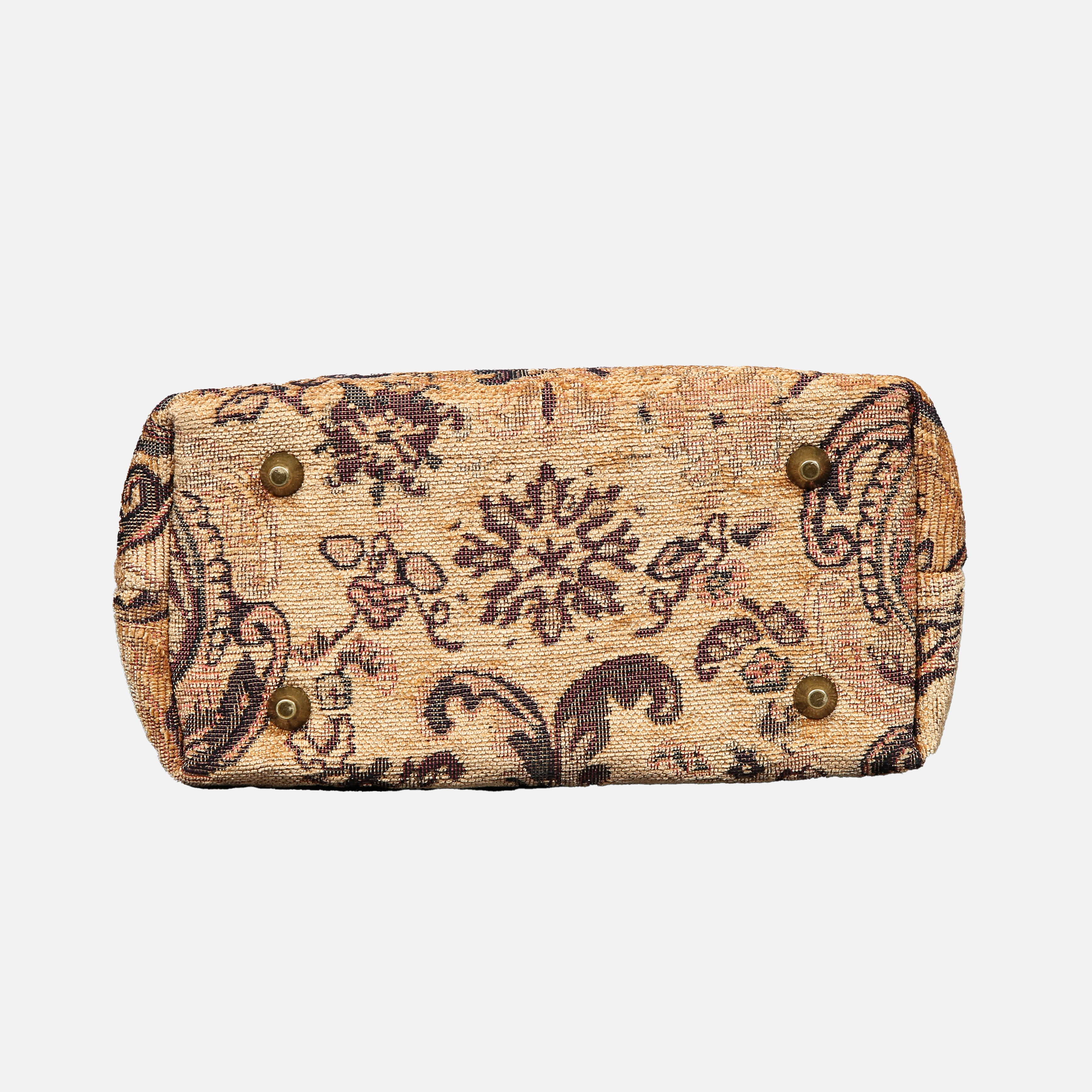 Vintage Paisley Tuck Lock Carpet Satchel carpet bag MCW Handmade of America bottom