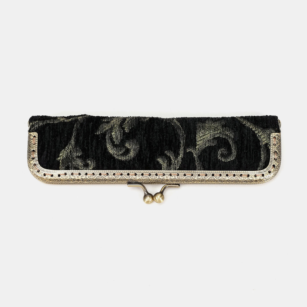 Vintage Scroll Black/Green Duo Pen Case Carpetbag of America front