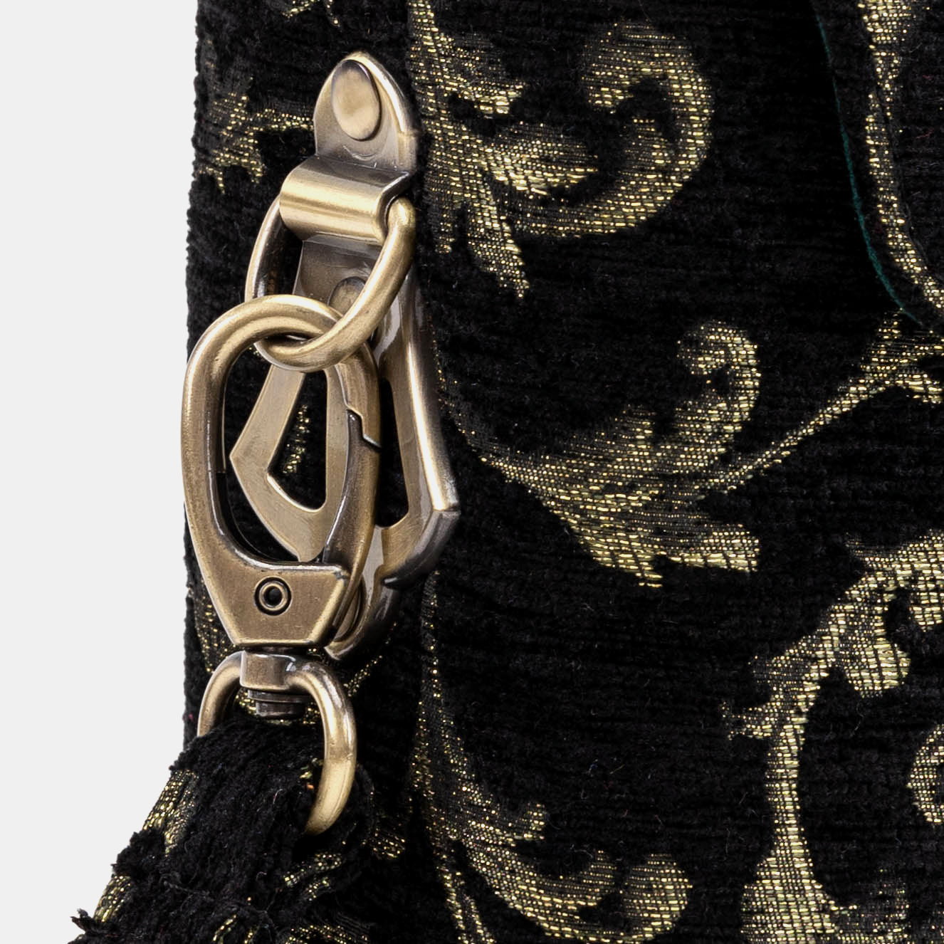 Vintage Scroll Black Green Emma Small Train Case Crossbody of America clasp