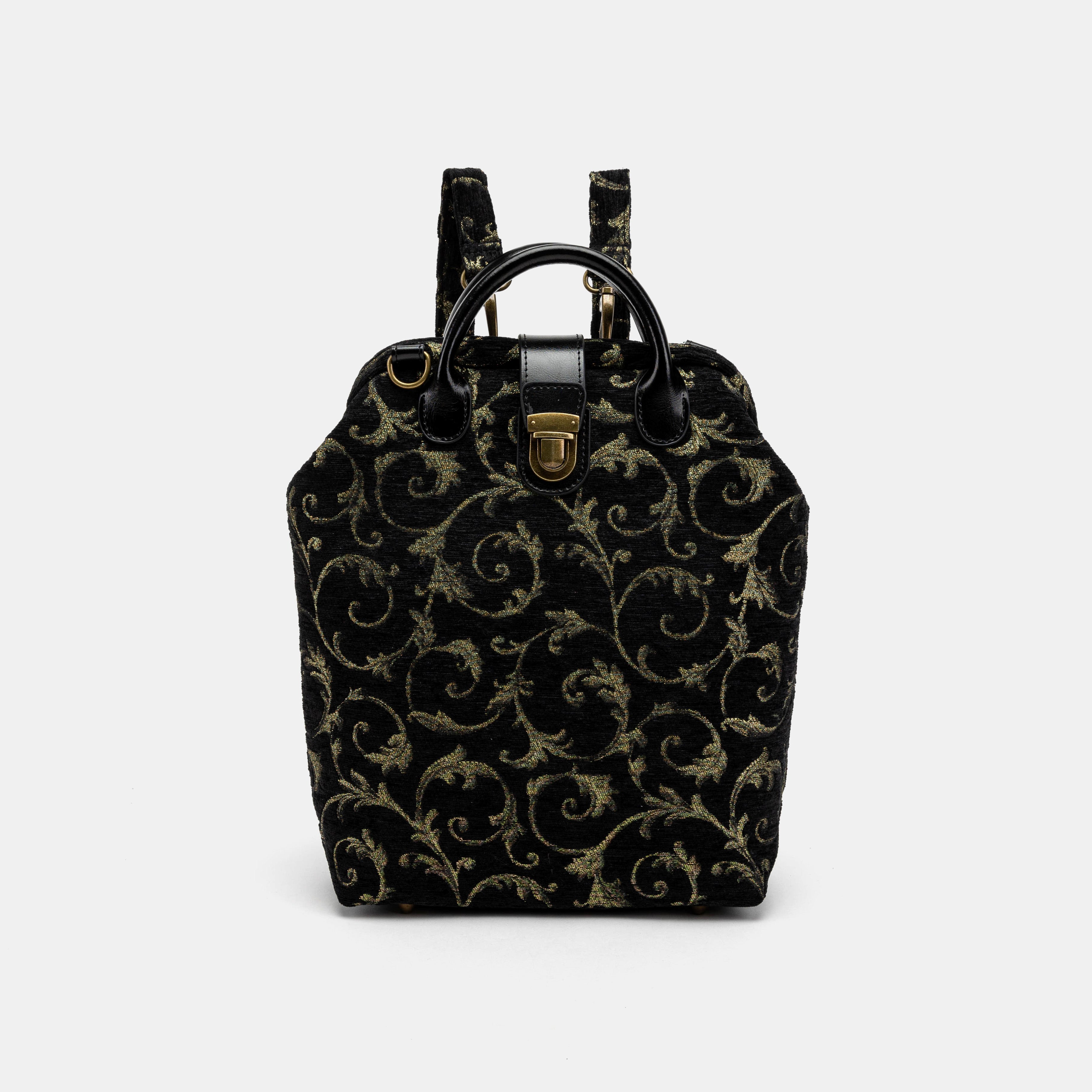 Vintage Scroll Black/Green Carpet Everyday Backpack Carpetbag of America front