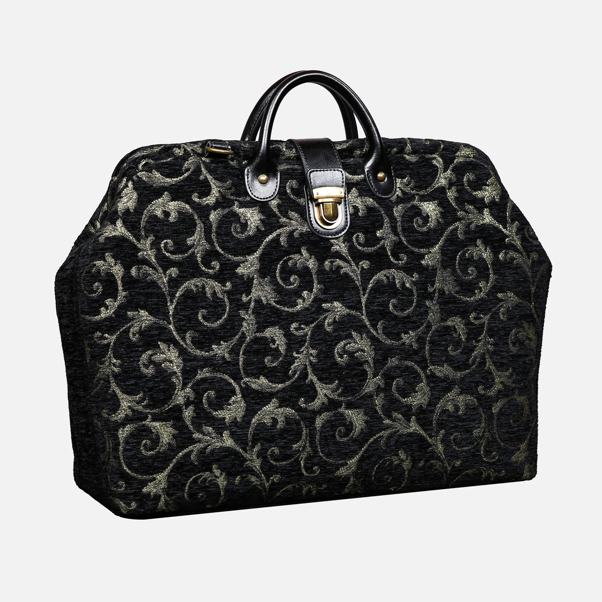 Vintage Scroll Black/Green Laptop Work Bag carpet bag  of America Front side