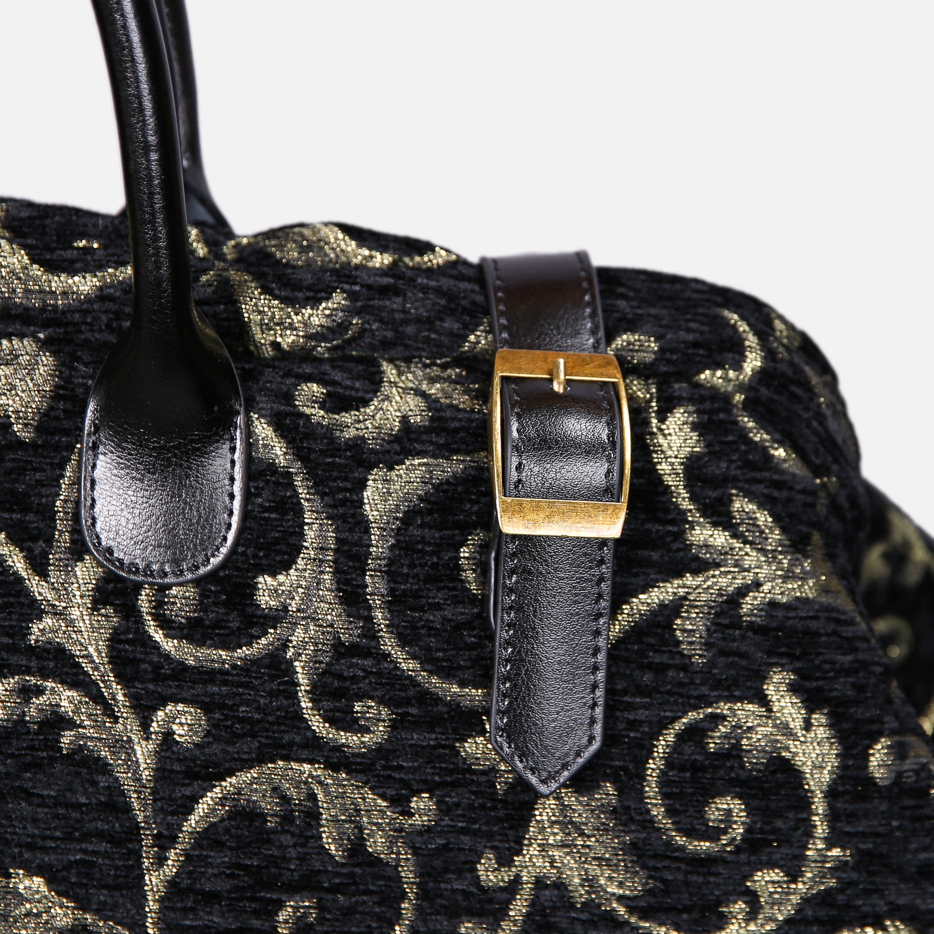 Vintage Scroll Black/Green Large Carpetbag   of America   details
