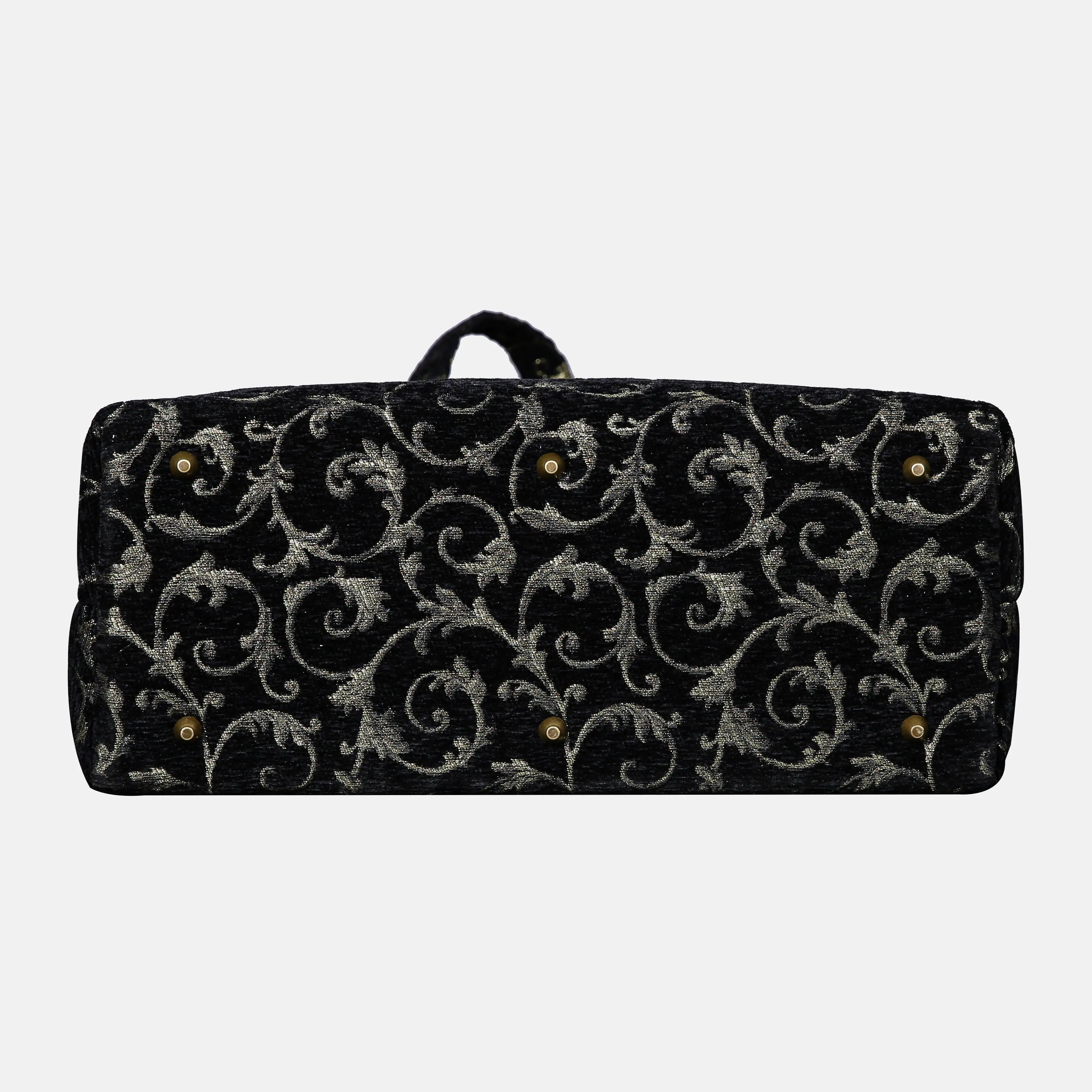 Vintage Scroll Black/Green Mary Poppins Weekender Carpetbag of America bottom