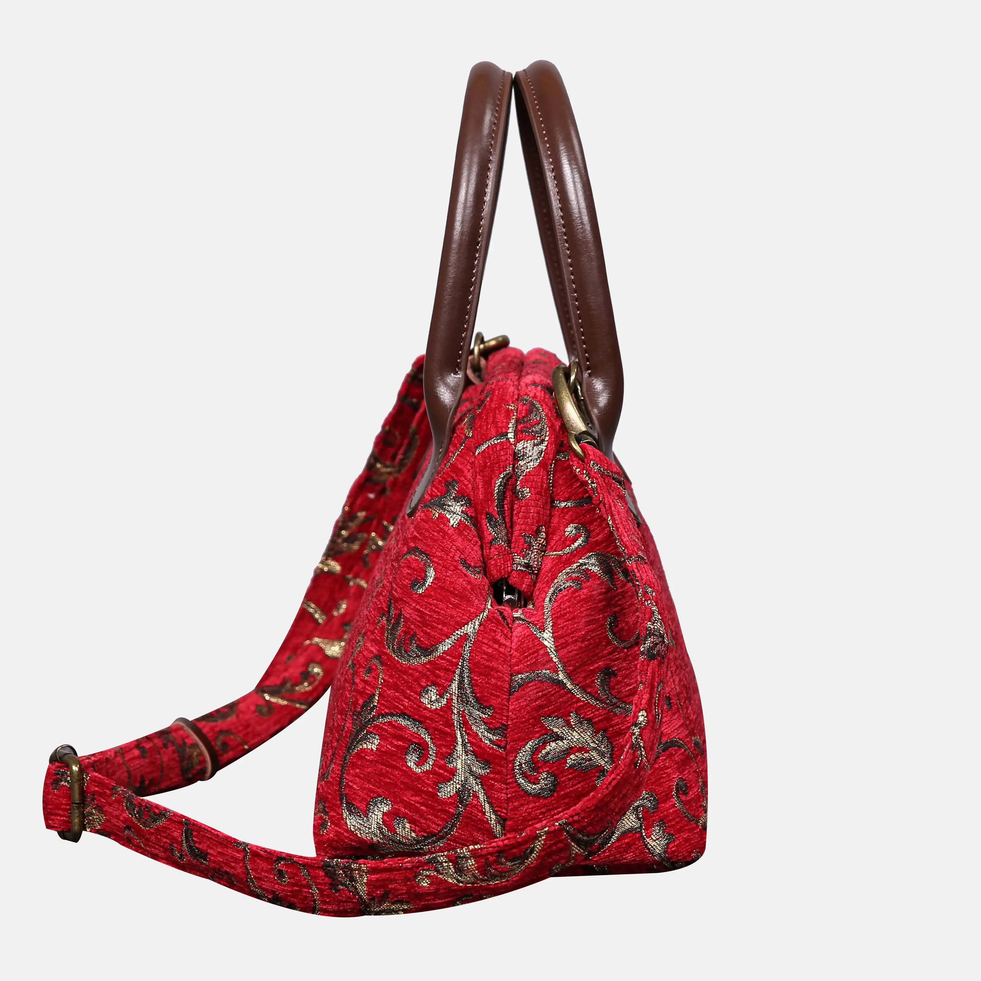Vintage Ivy Red Carpet Satchel carpet bag MCW Handmade of America side