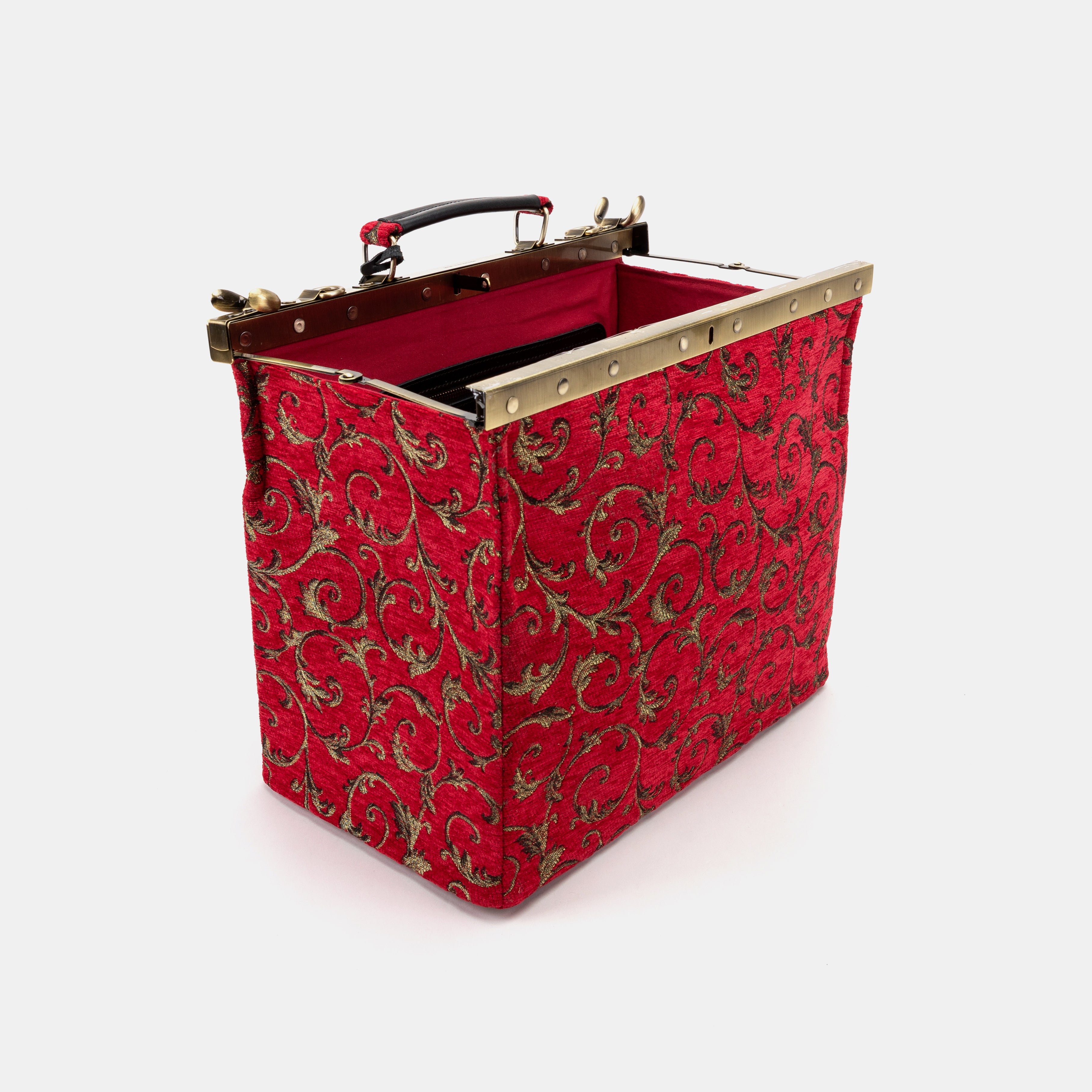 Vintage Scroll Red Celine Carpet Gladstone Bag of America open standing