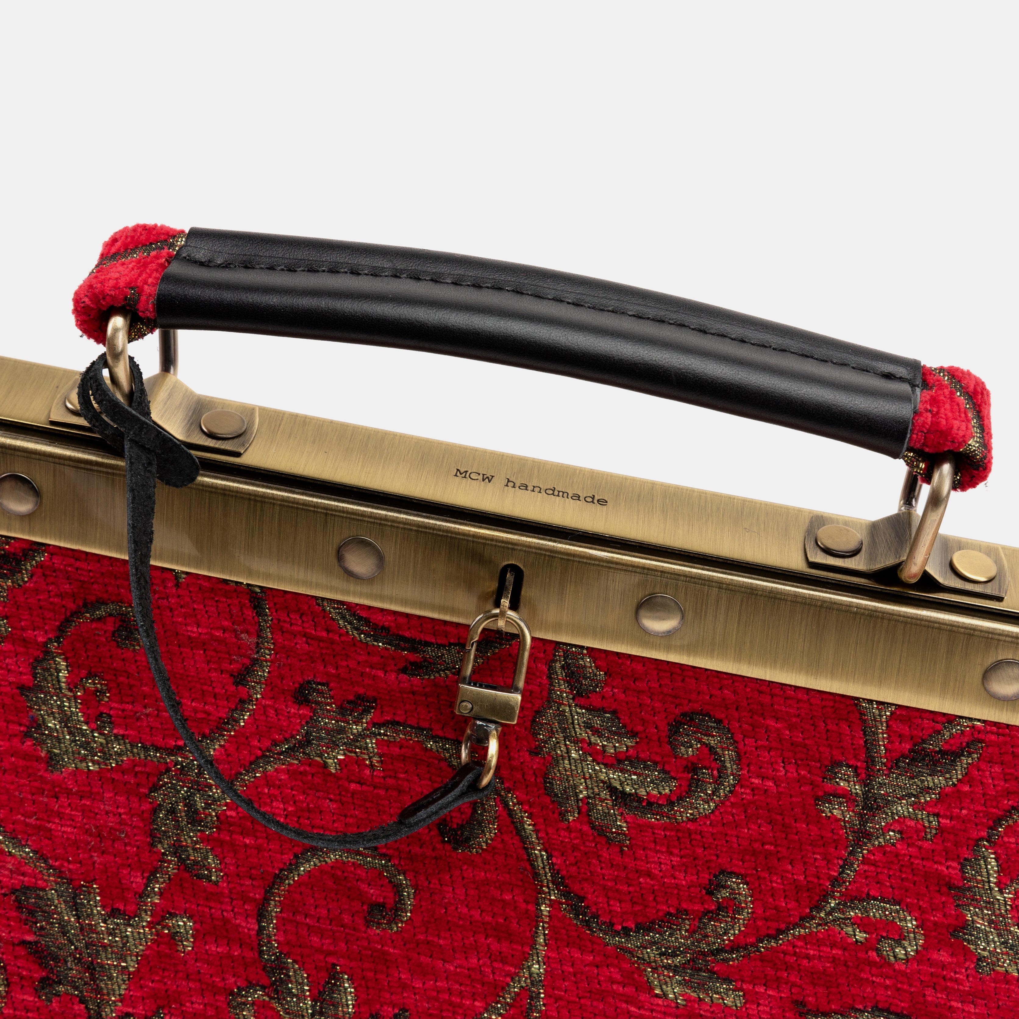 Vintage Scroll Red Celine Carpet Gladstone Bag of America logo