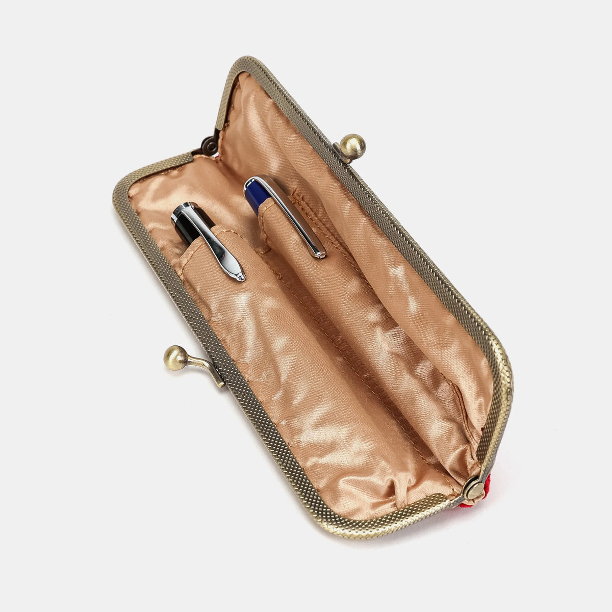 Vintage Scroll  Red Duo Pen Case Carpetbag of America inside